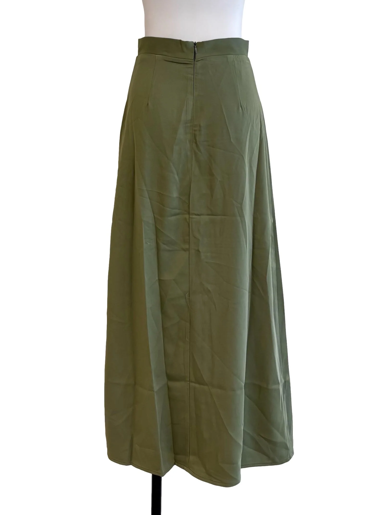Olive Green Front Button Skirt - Image 2