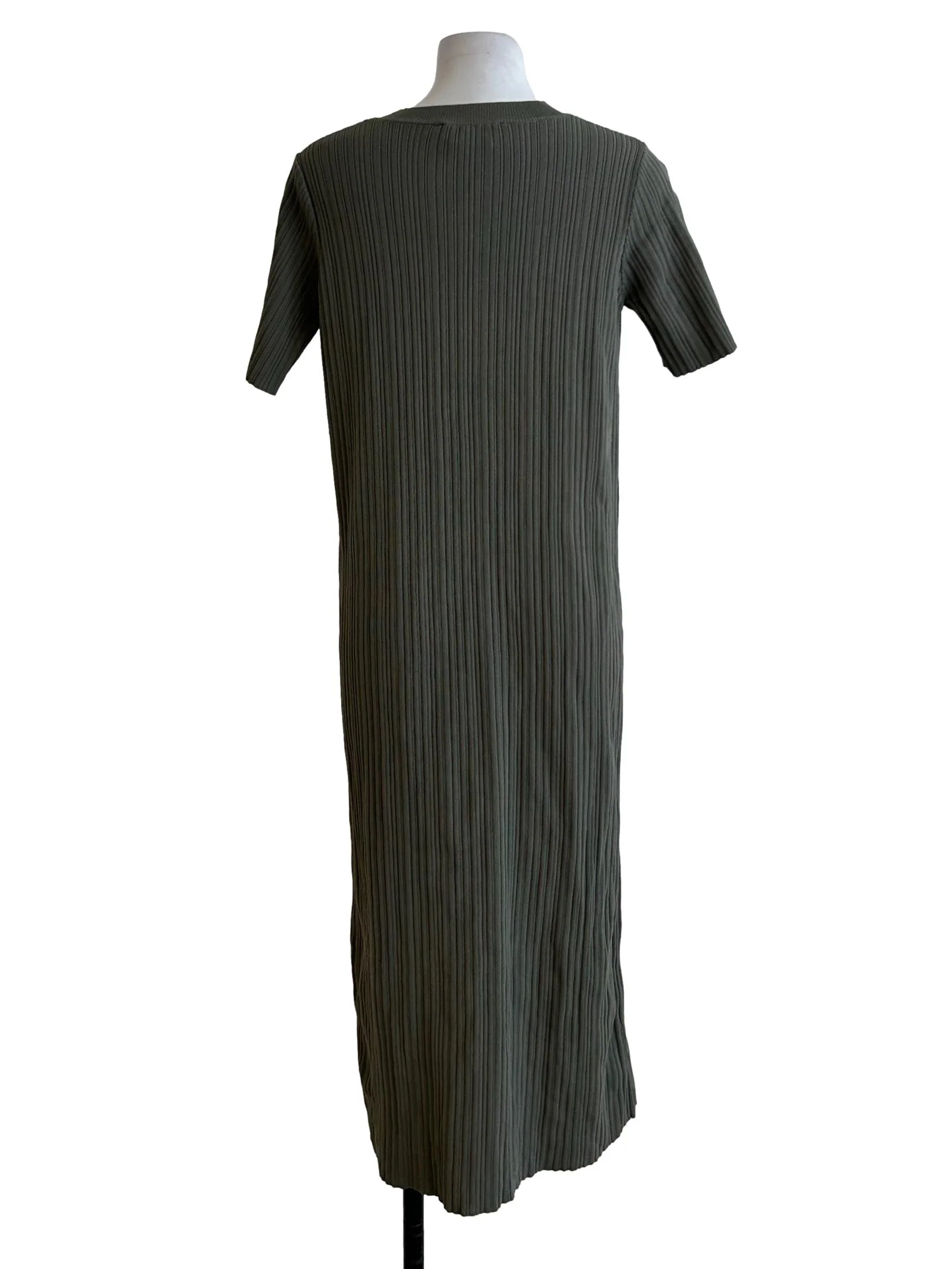 Olive Green Rib Knit Dress - Image 2