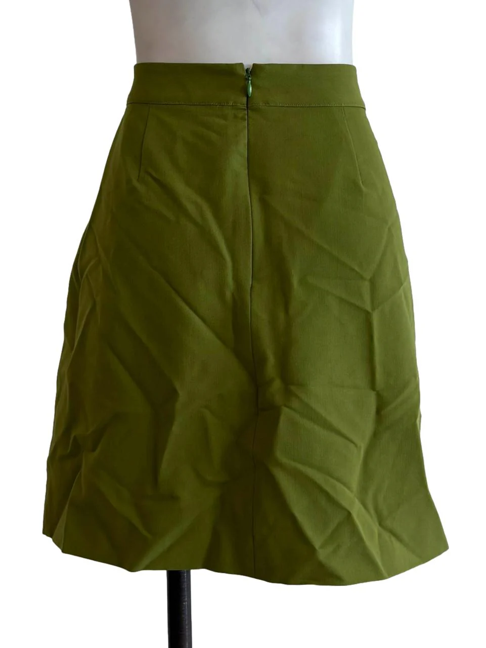 Olive Green Silver Button Mini Skirt - Image 2