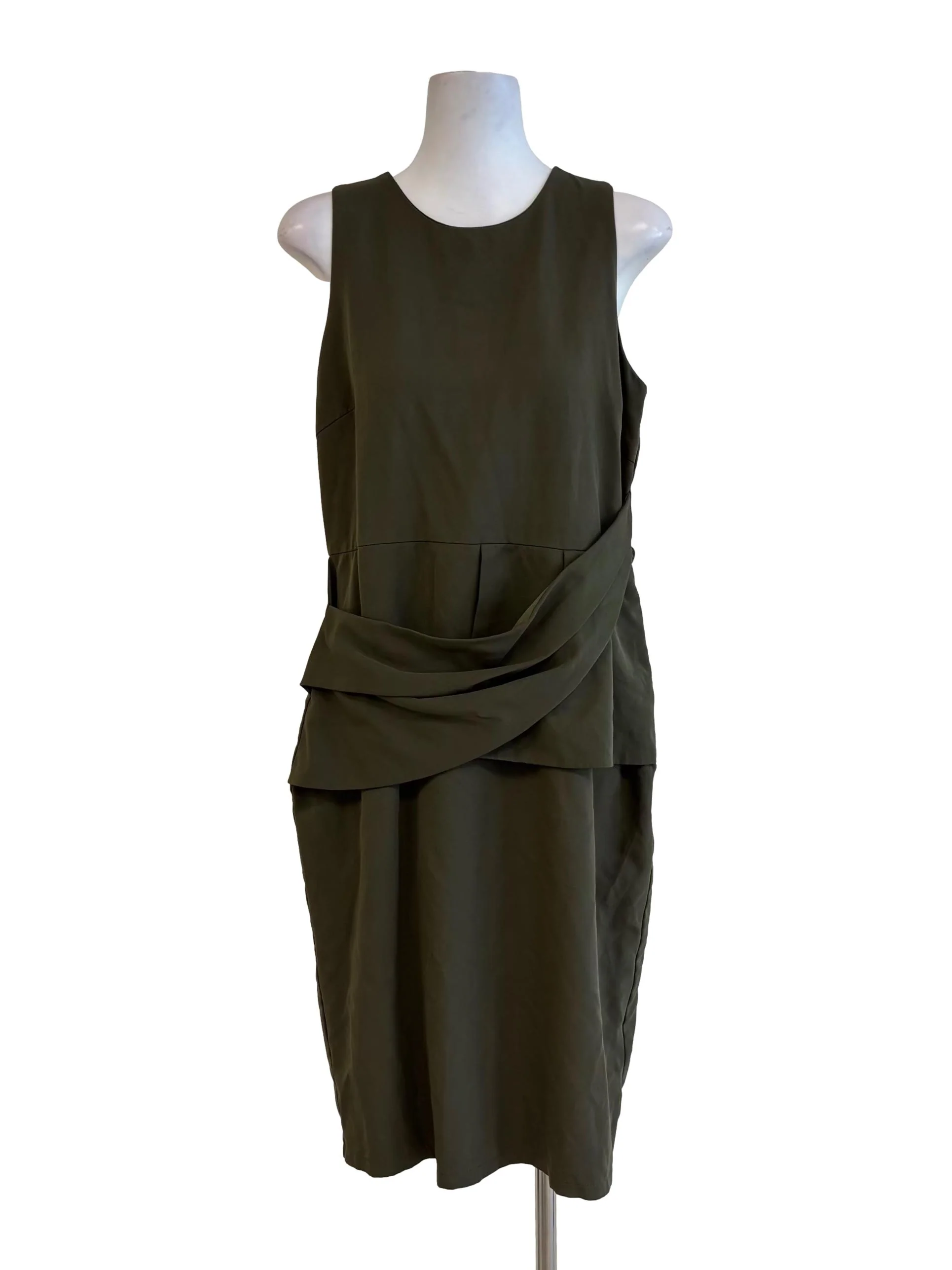 Olive Green Sleeveless Pencil Dress