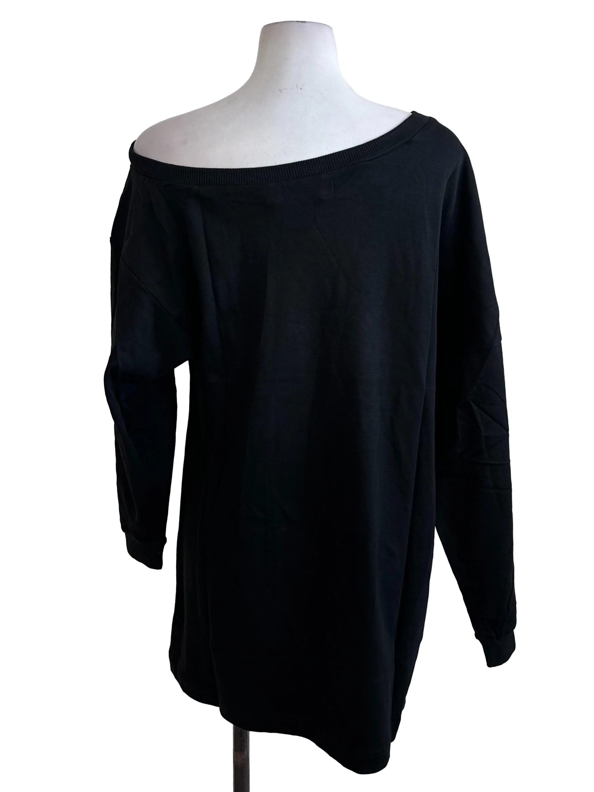 Onyx Black Asymmetric Off Shoulder Top - Image 2