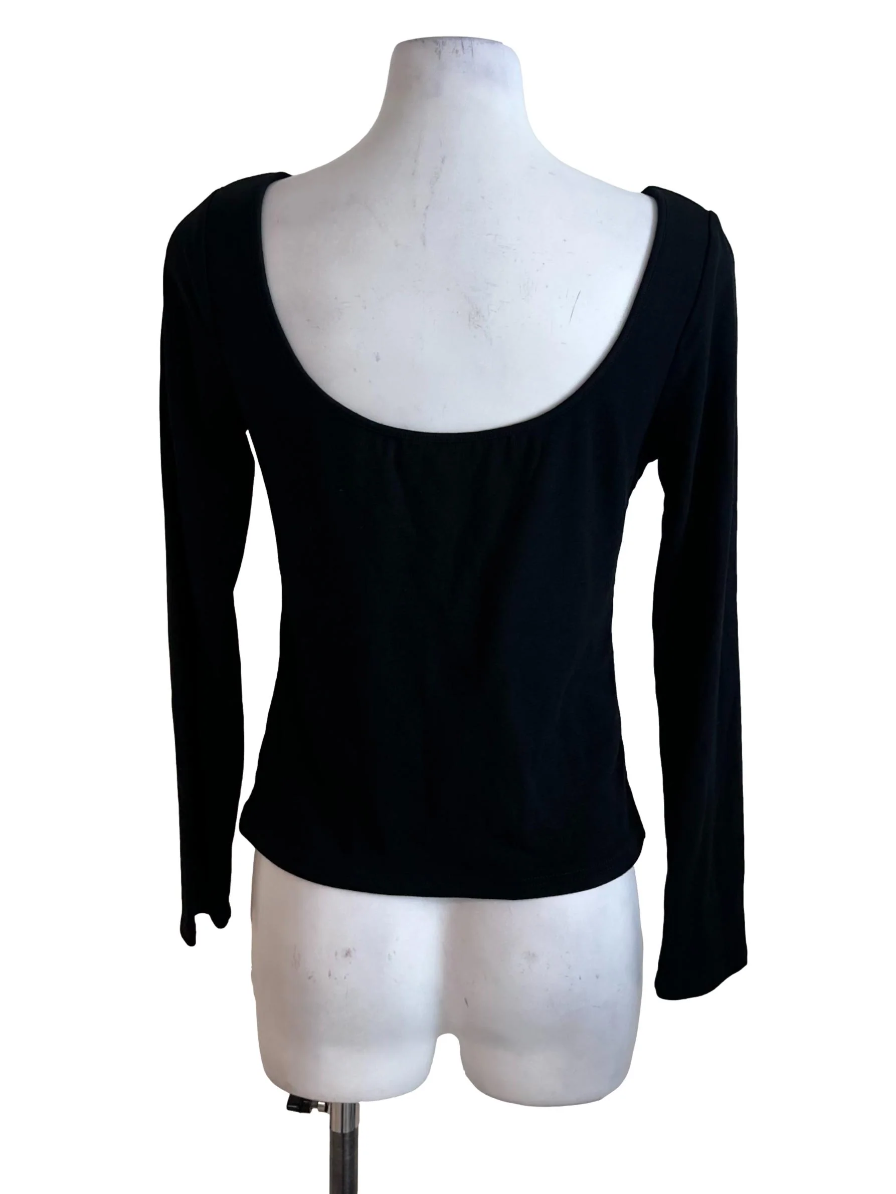 Onyx Black Back Scoop Long Sleeve Top - Image 2