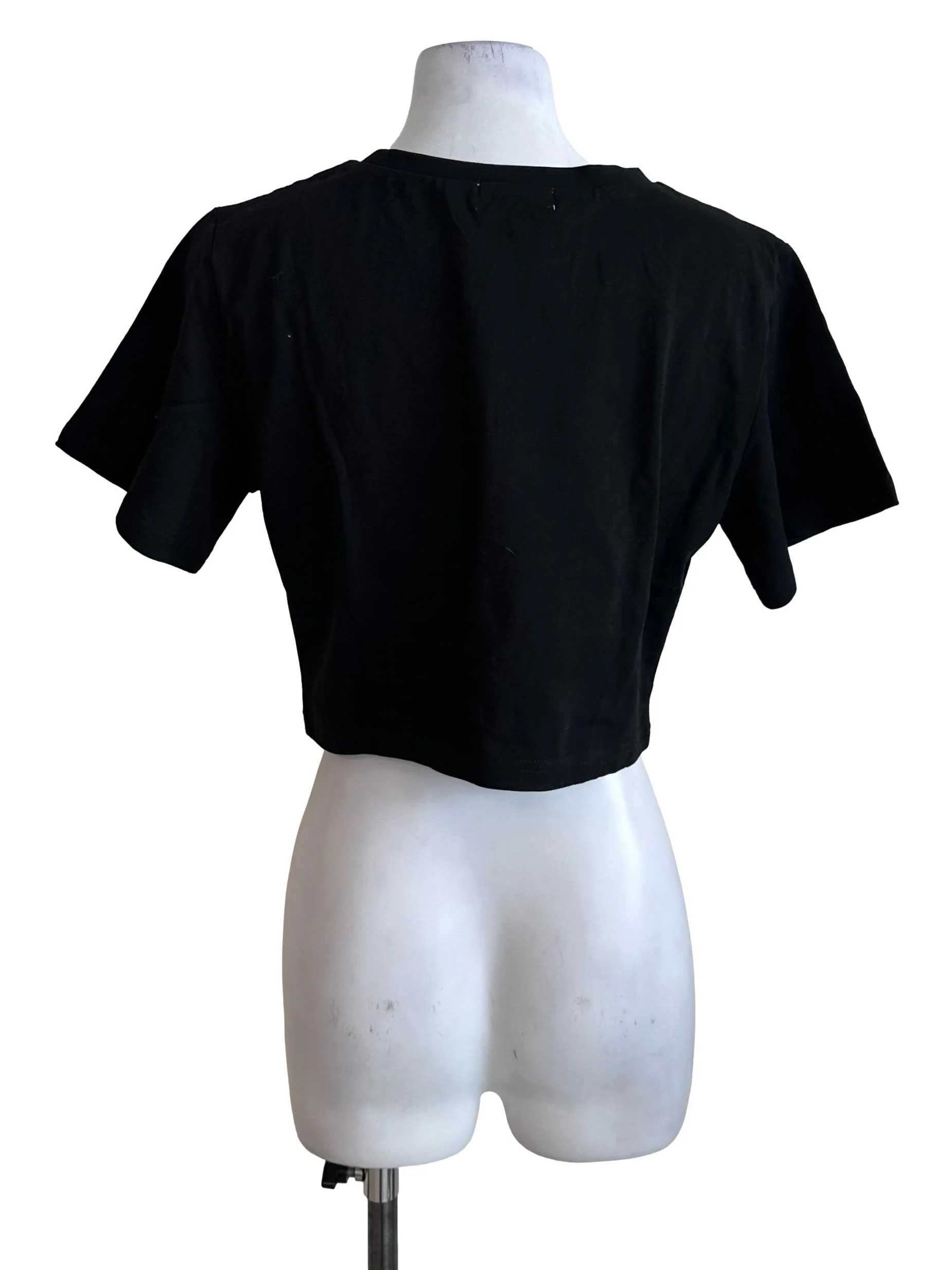 Onyx Black Casual Crop Tee Top - Image 2
