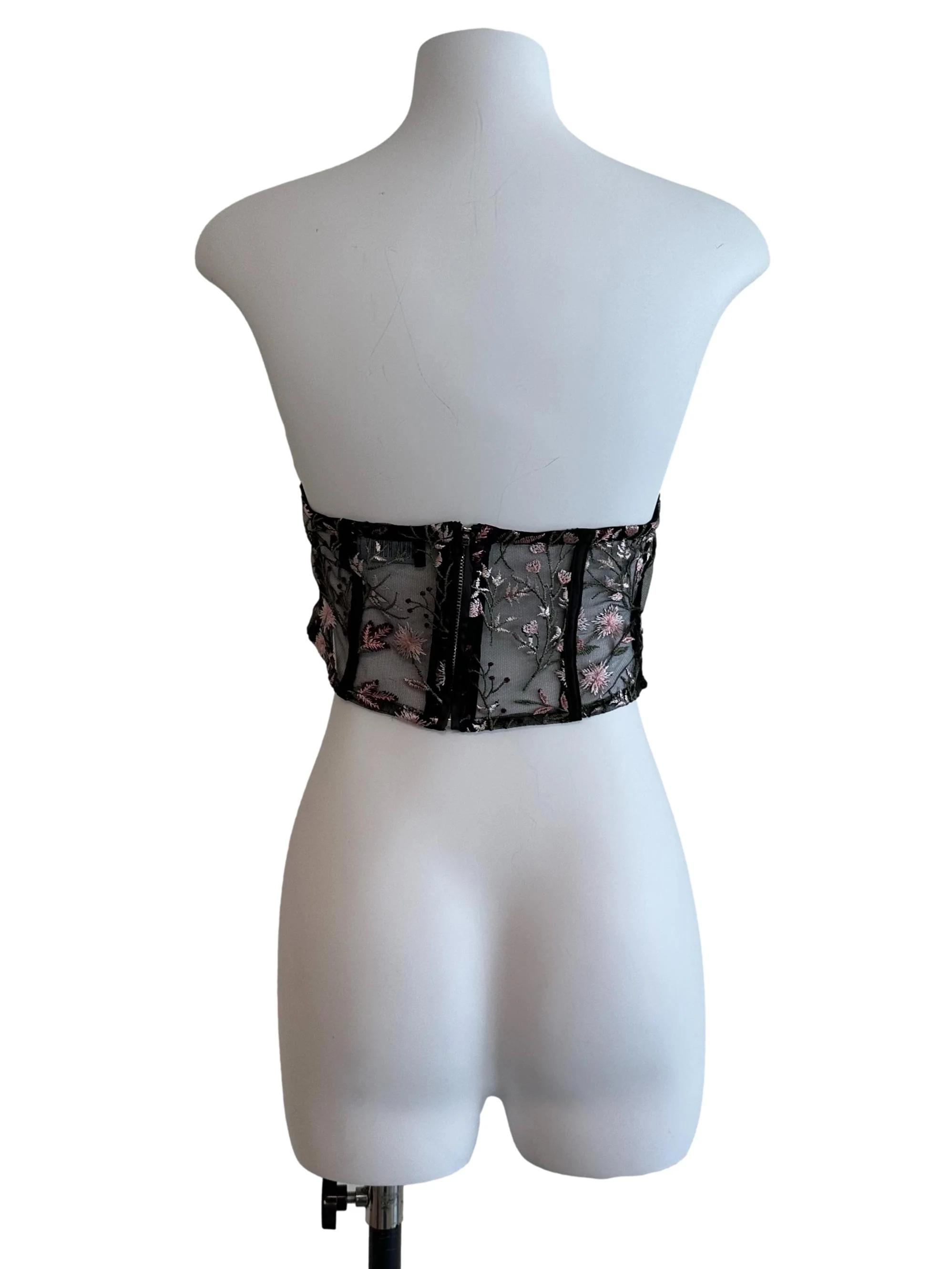 Onyx Black Floral Lace Sweetheart Tube Top - Image 2