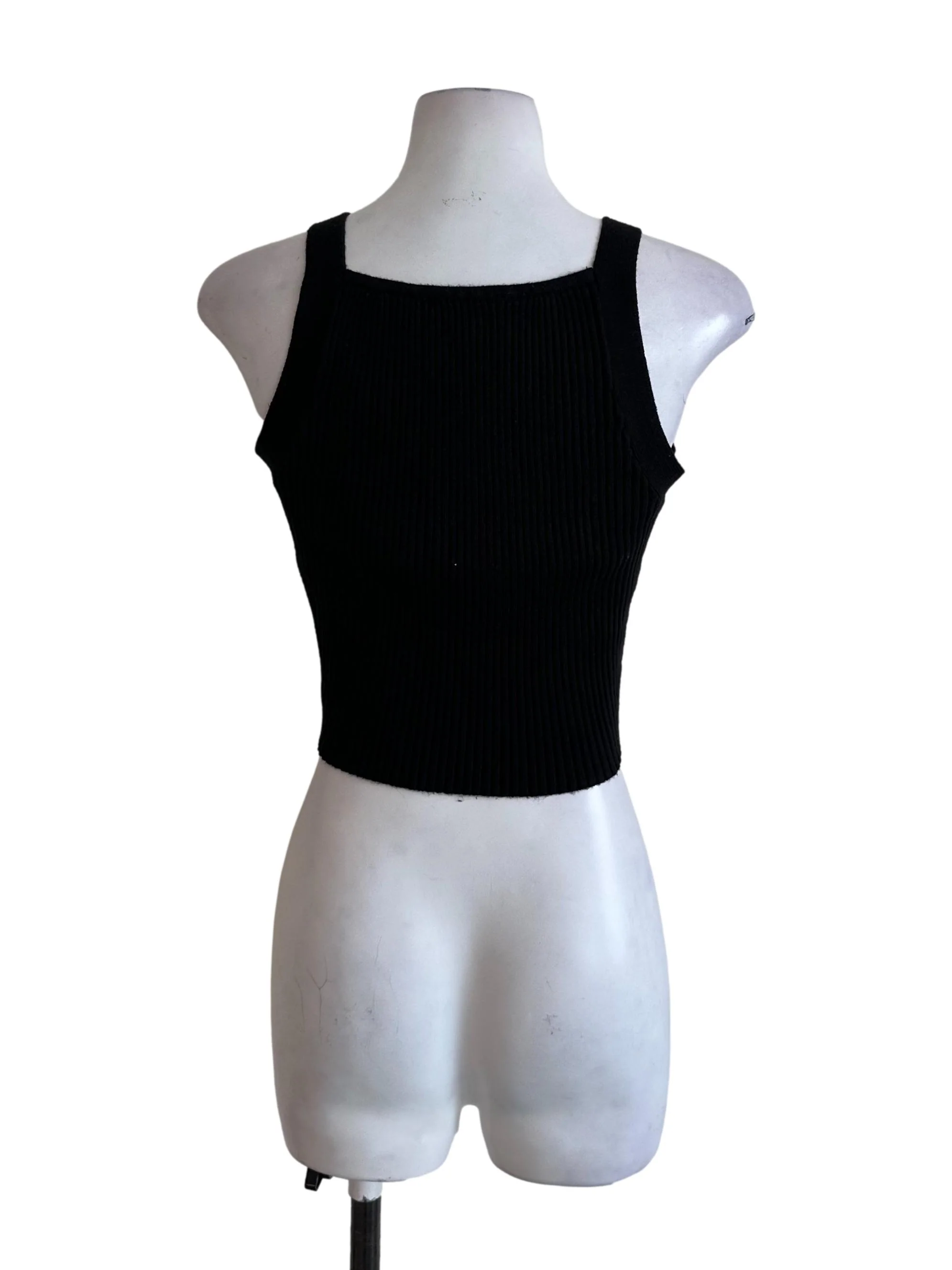 Onyx Black Knit V Pointed Front Top - Image 2