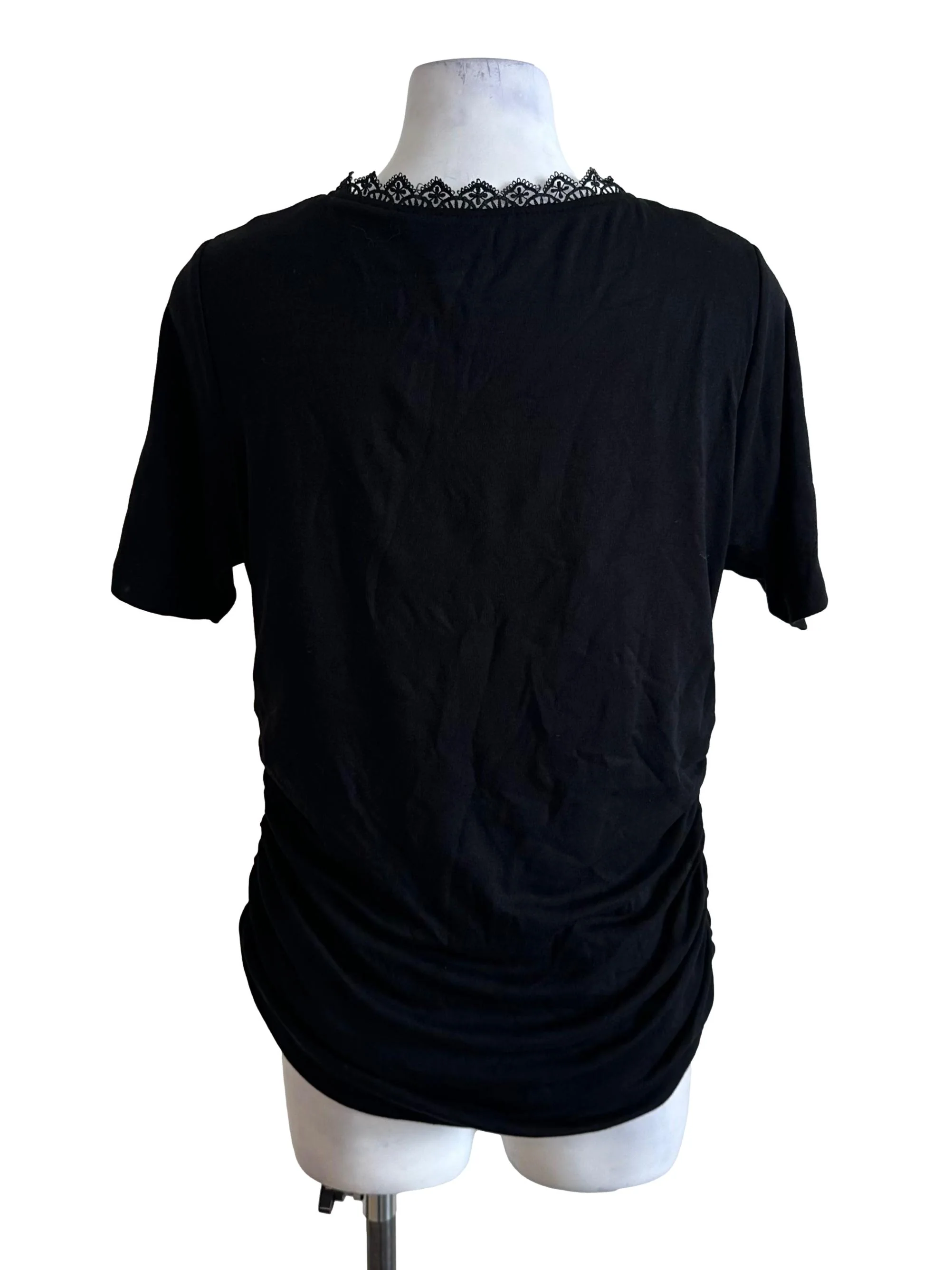 Onyx Black Lace Border Side Ruched Top - Image 2