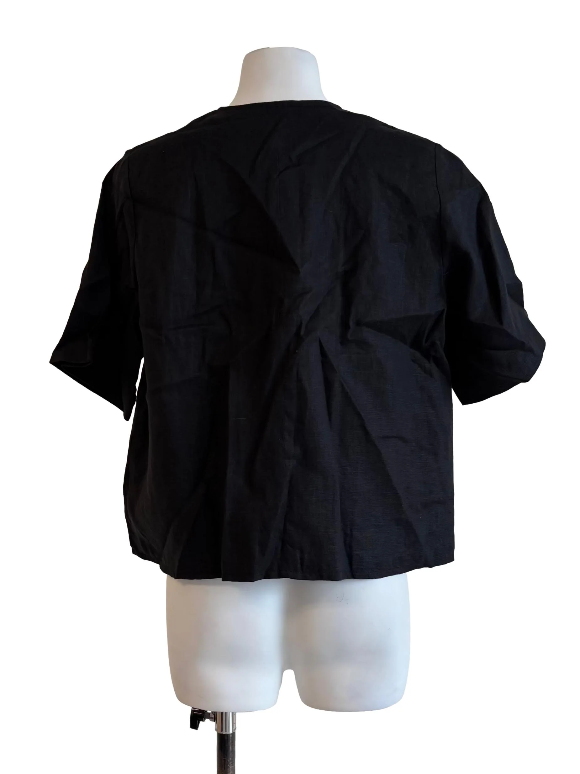Onyx Black Linen Blouse - Image 2