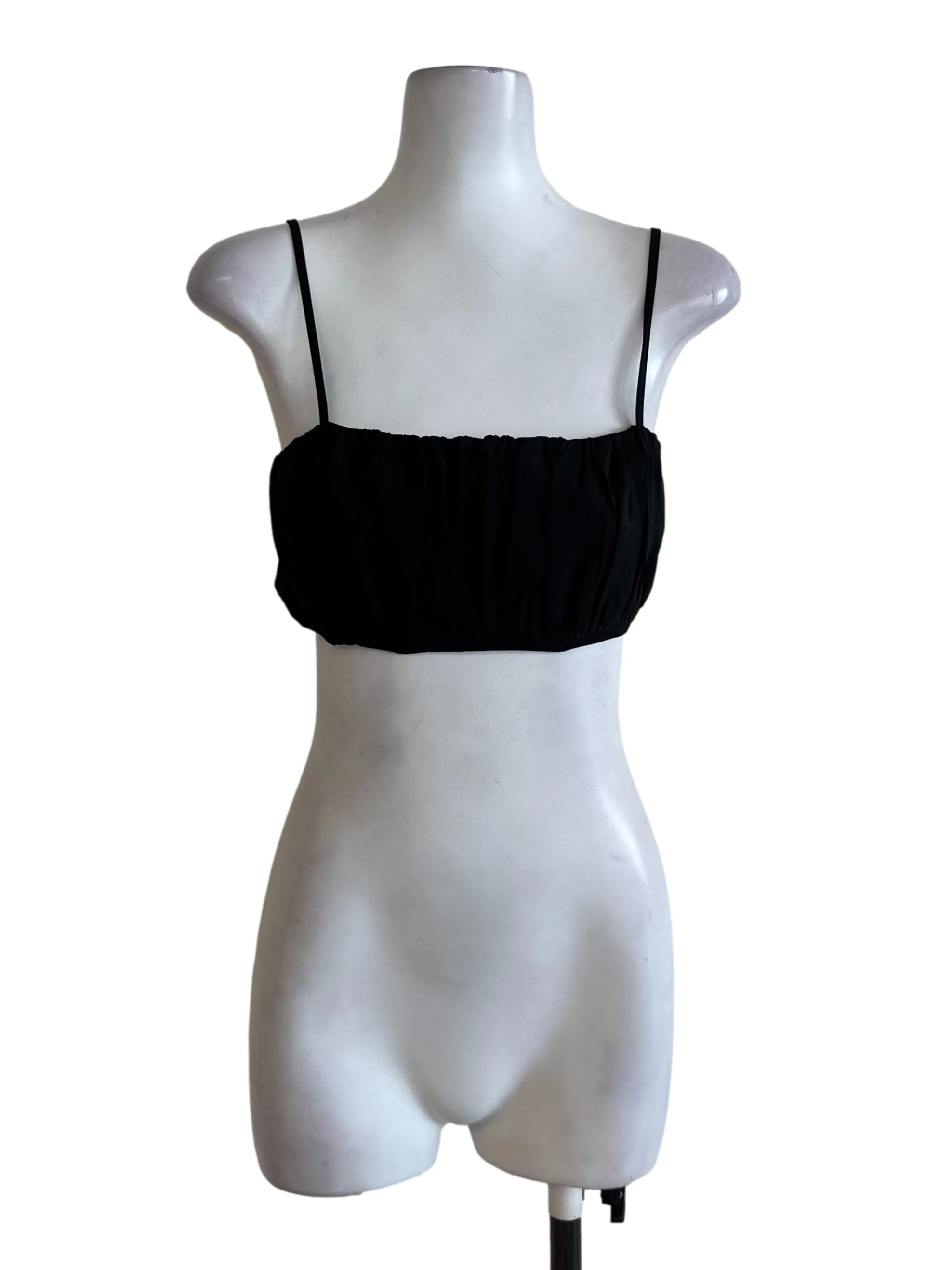 Onyx Black Ruched Crop Top