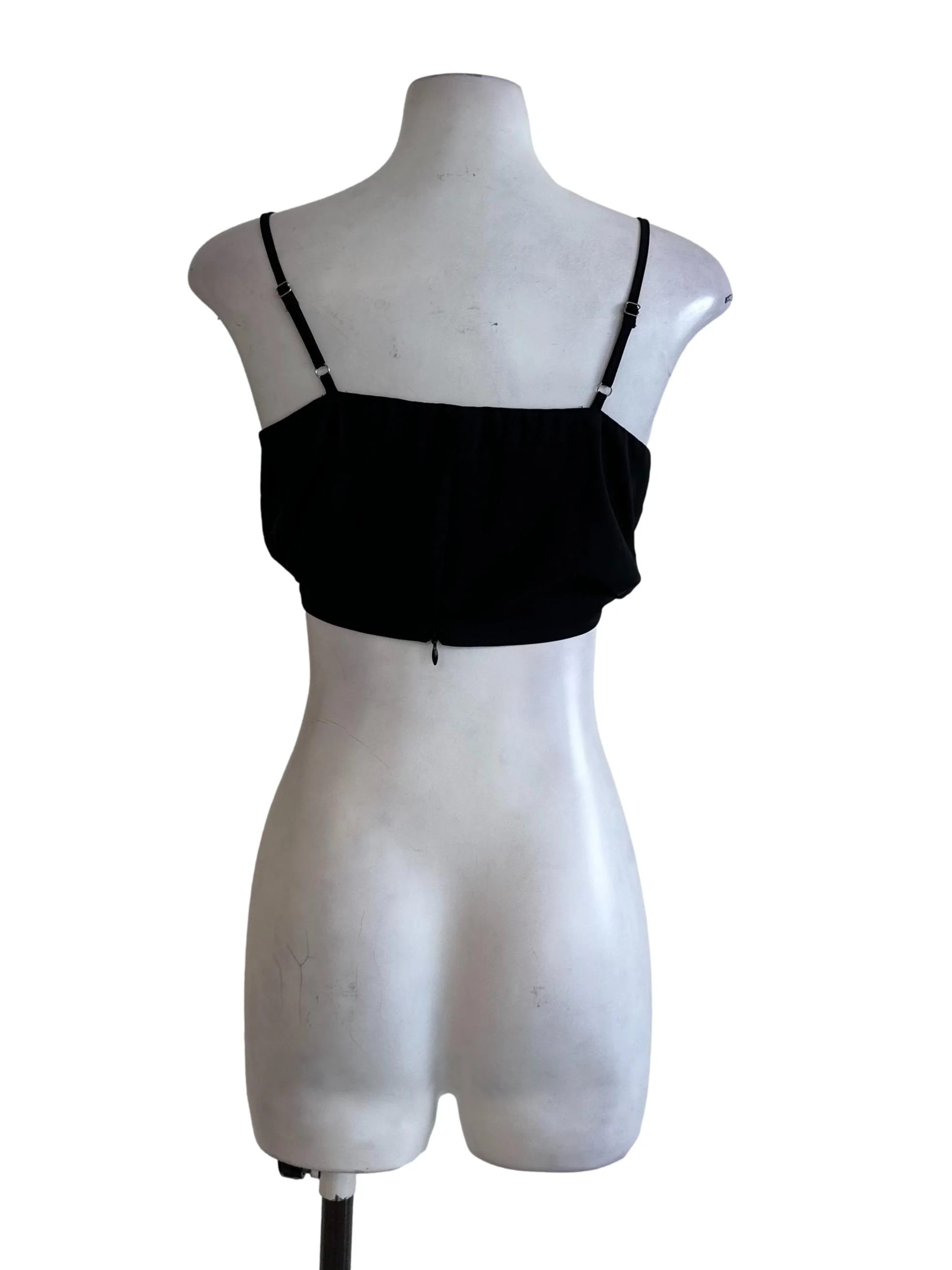 Onyx Black Ruched Crop Top - Image 2
