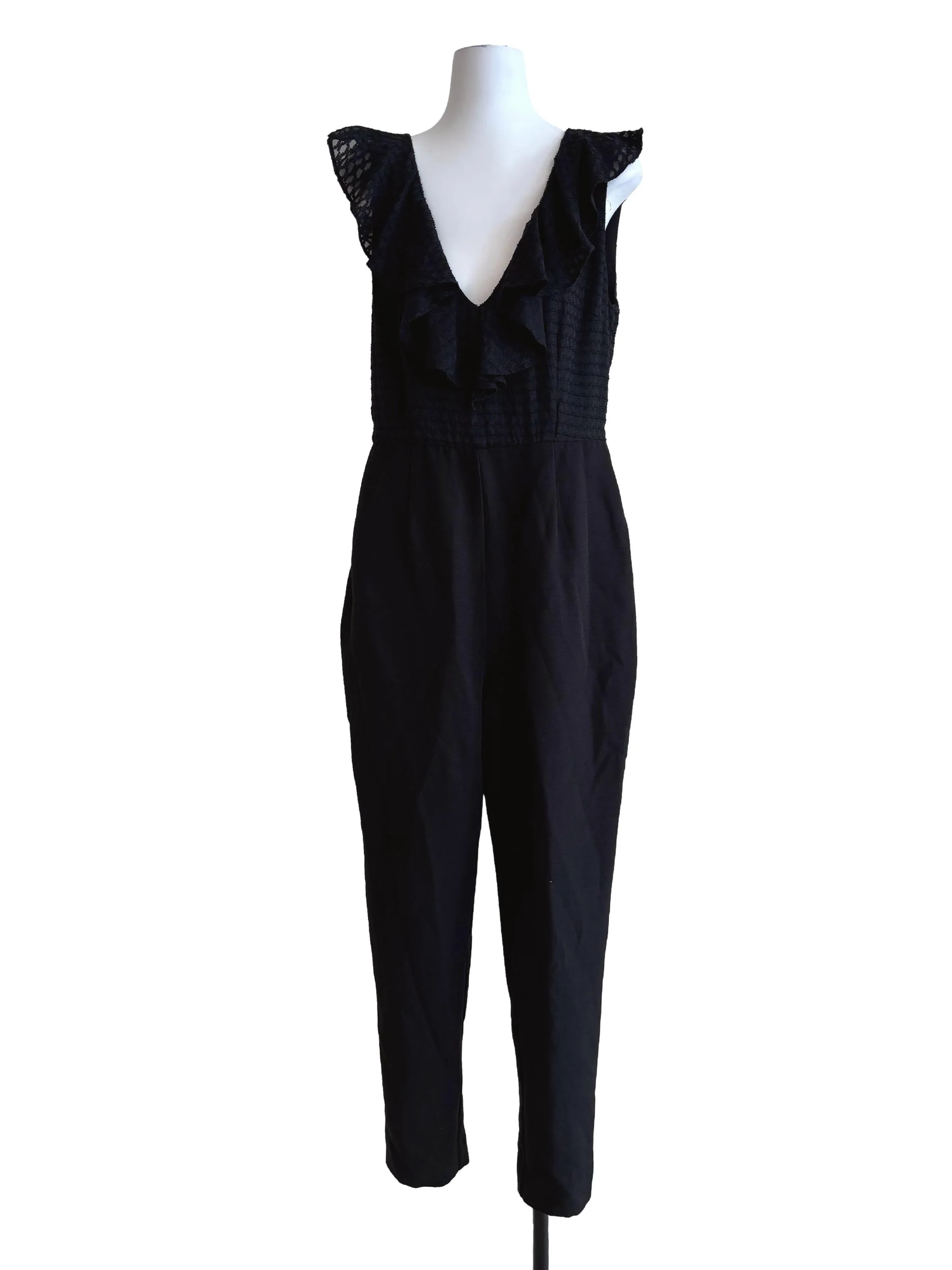 Onyx Black Sleeveless Pear Cut Jumpsuit