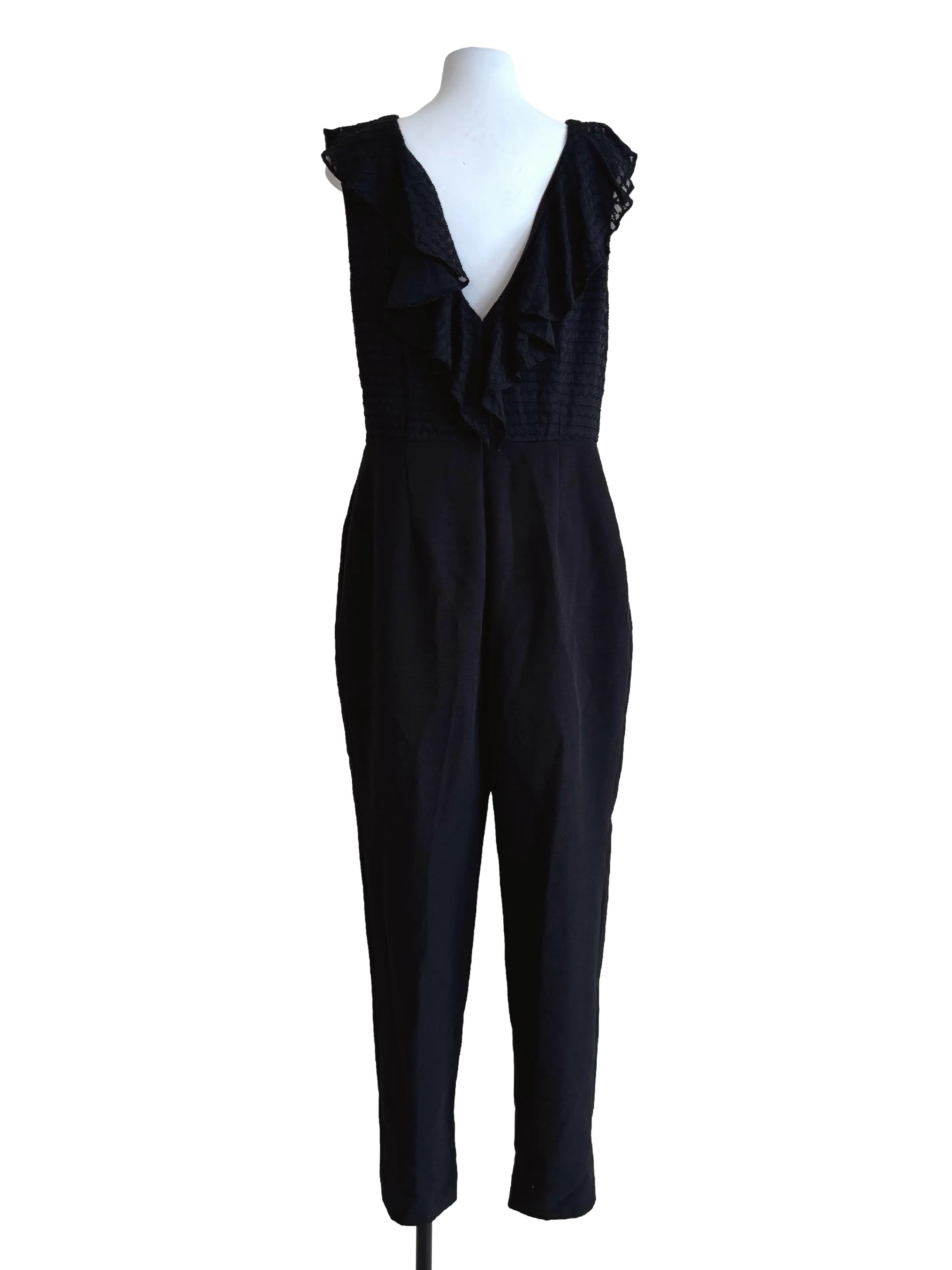Onyx Black Sleeveless Pear Cut Jumpsuit - Image 2
