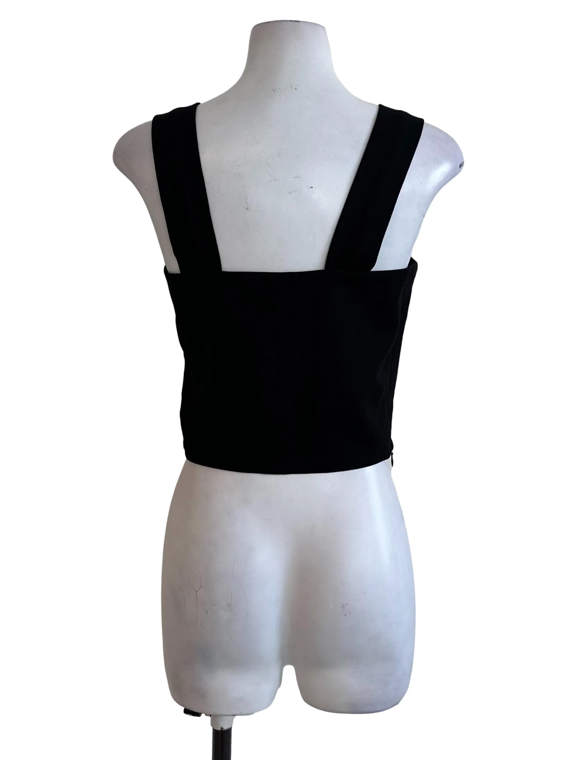 Onyx Black Square Neck Fitted Casual Top - Image 2