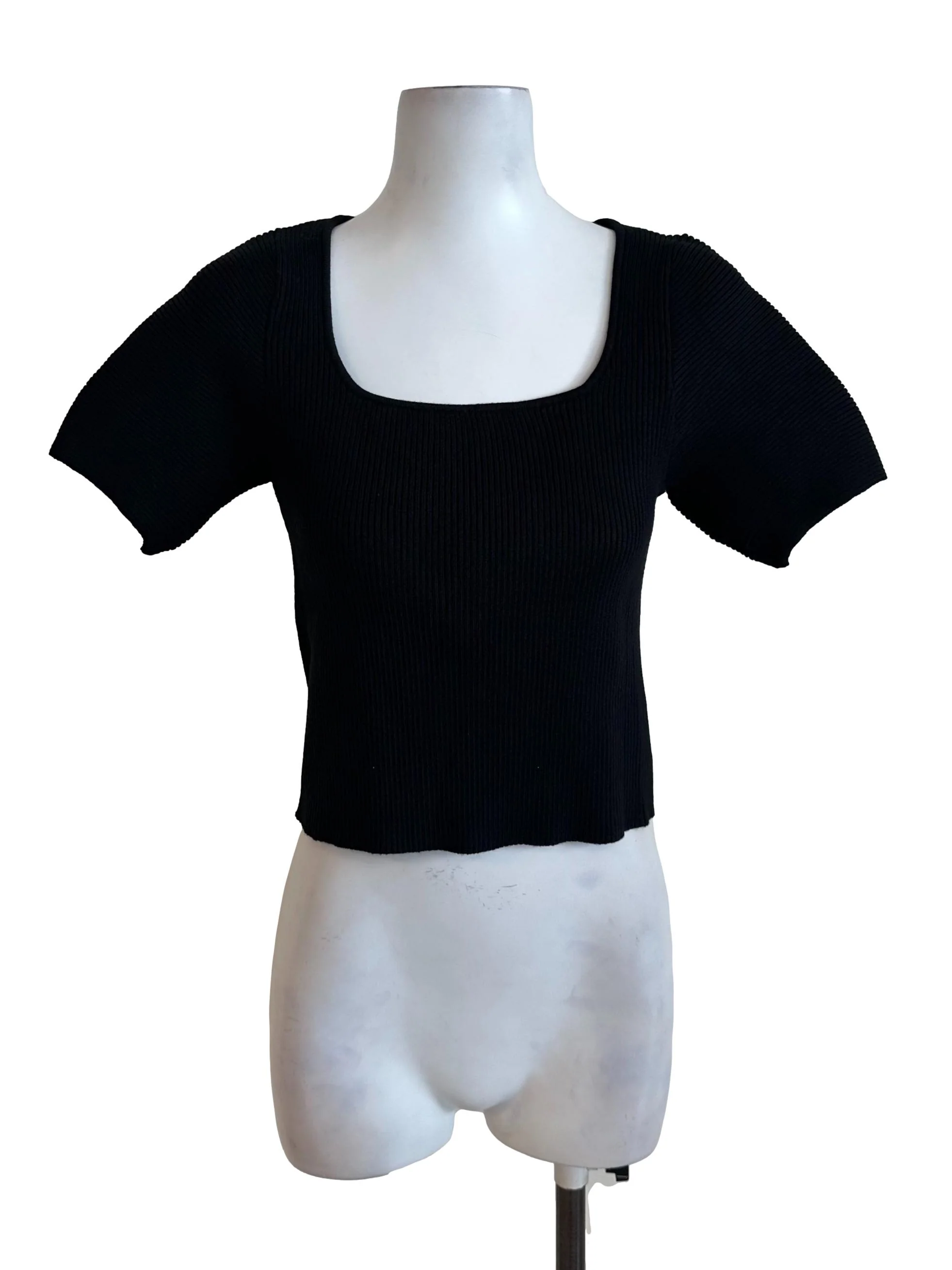Onyx Black Square Neck Fitted Top