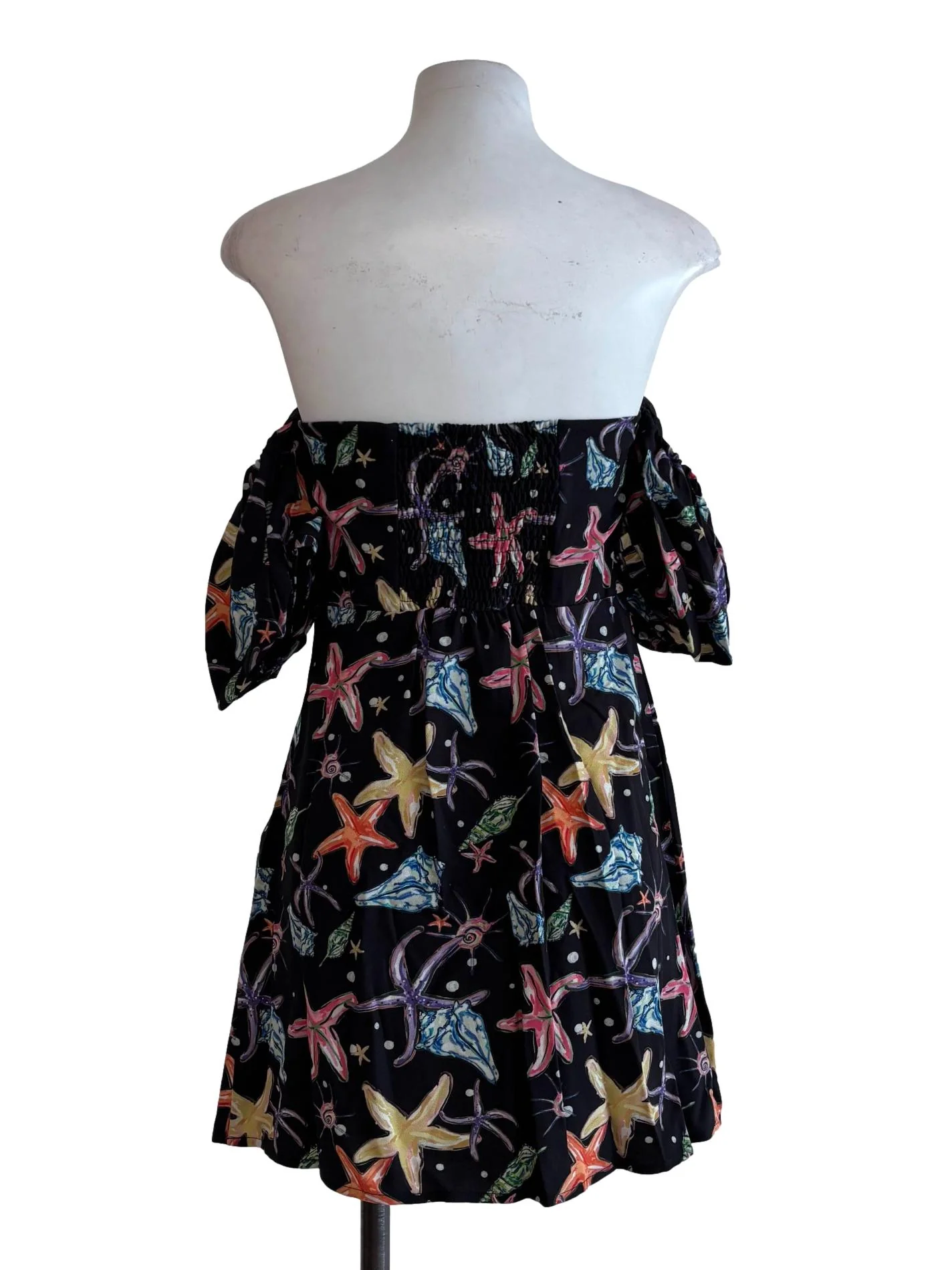 Onyx Black Starfish Print Off Shoulder Dress - Image 2