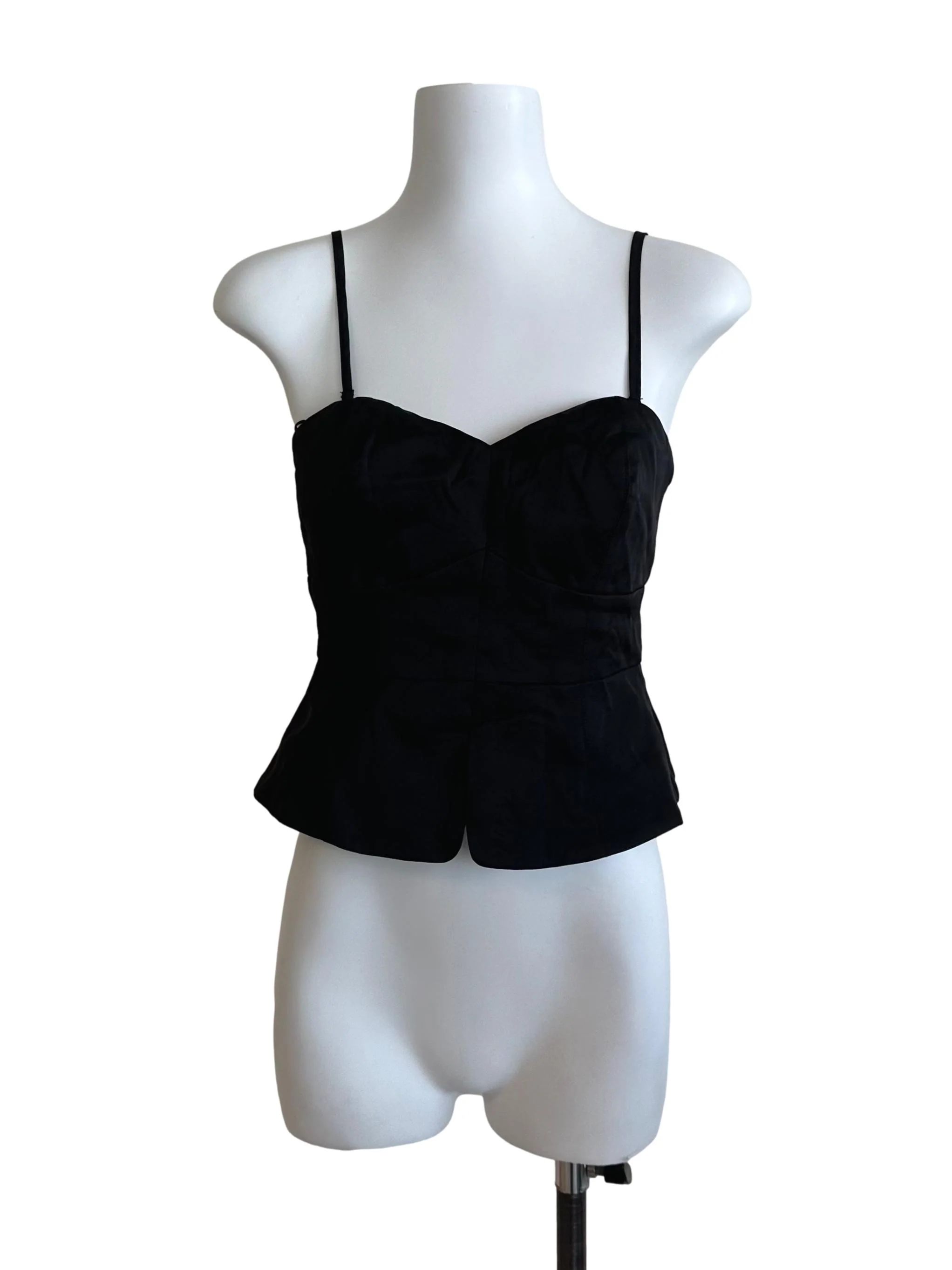 Onyx Black Sweetheart Neck Fitted Top