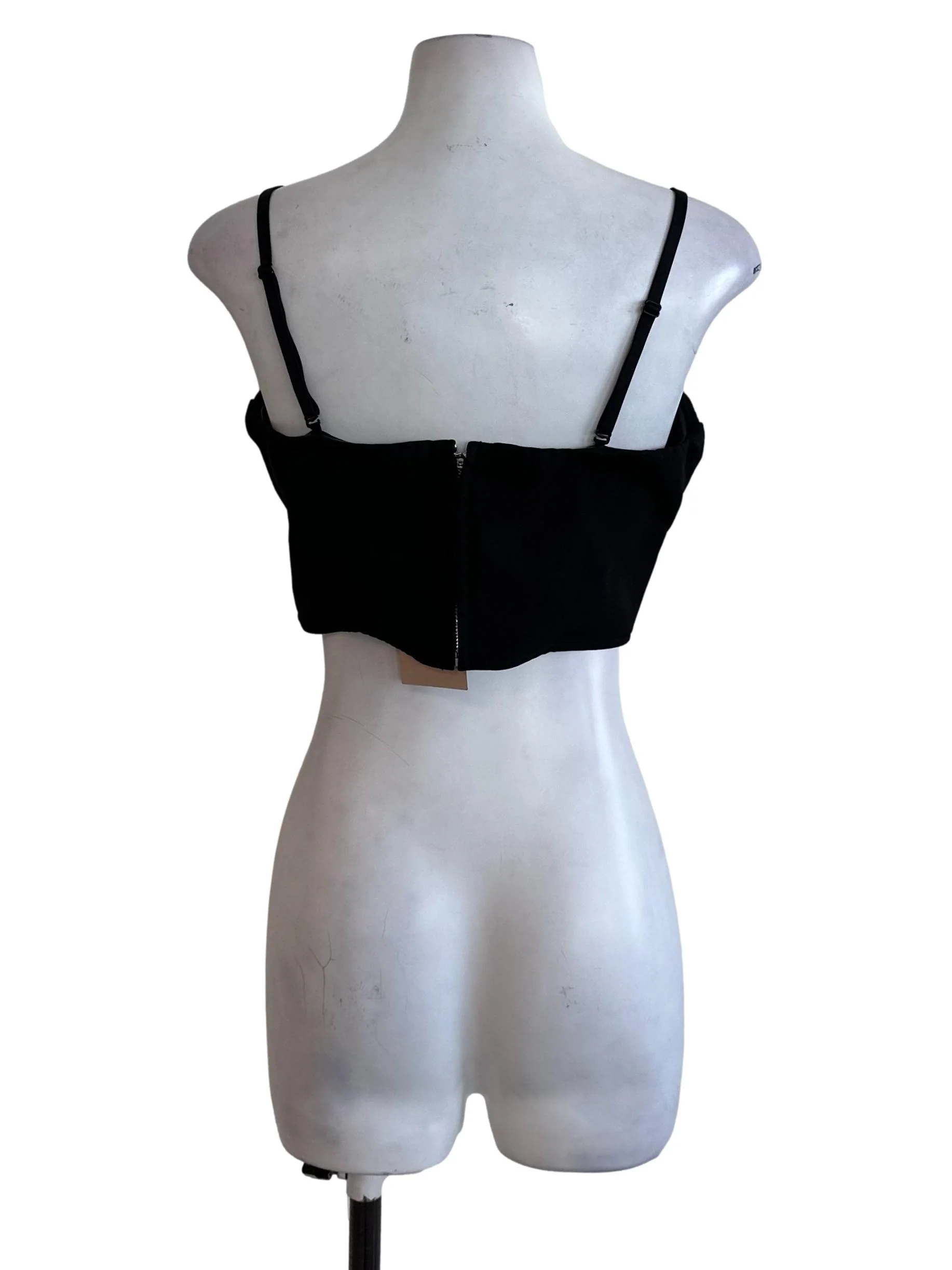Onyx Black Sweetheart Neckline Crop Top - Image 2