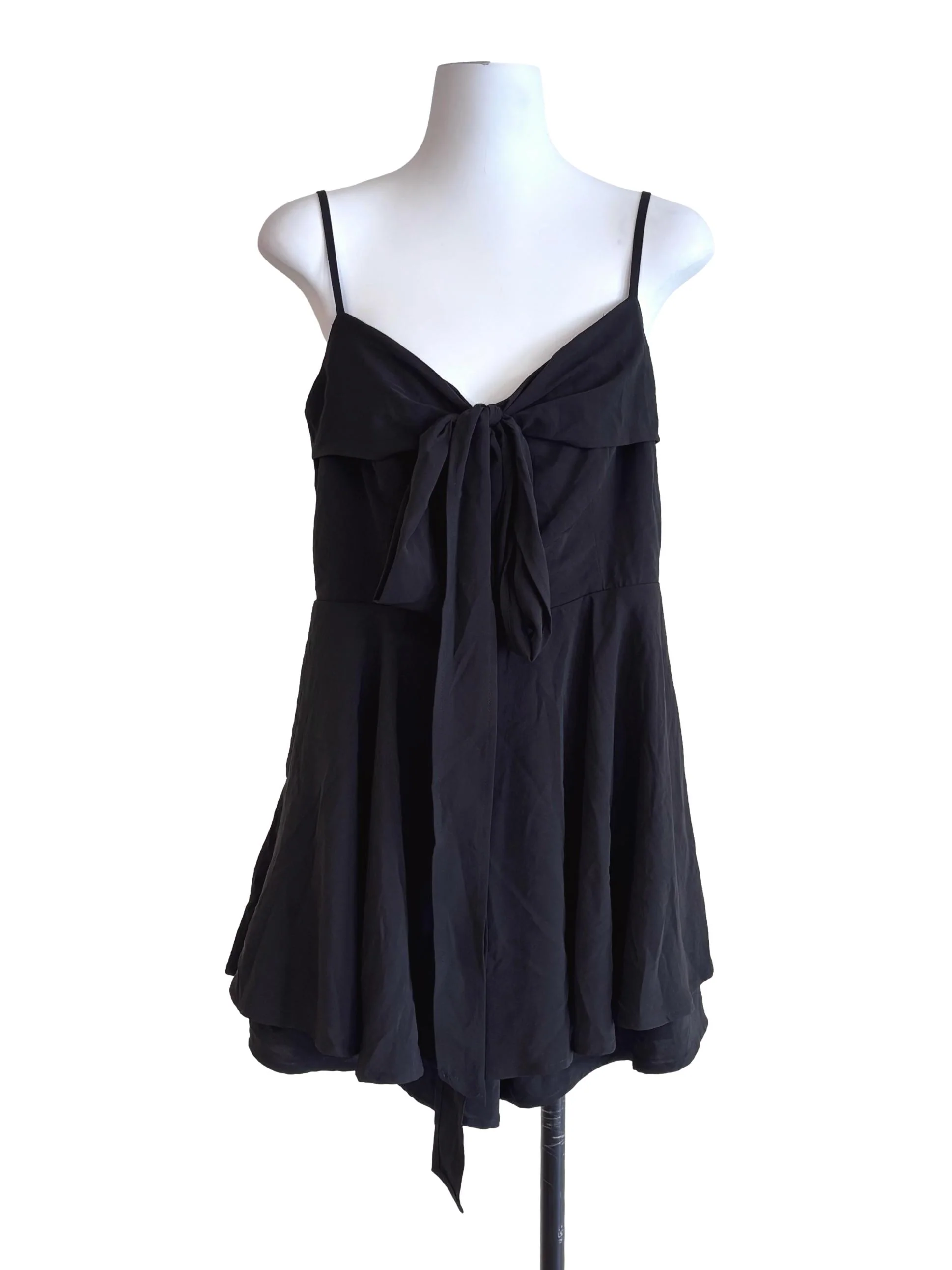 Onyx Black Tie Front Mini Dress