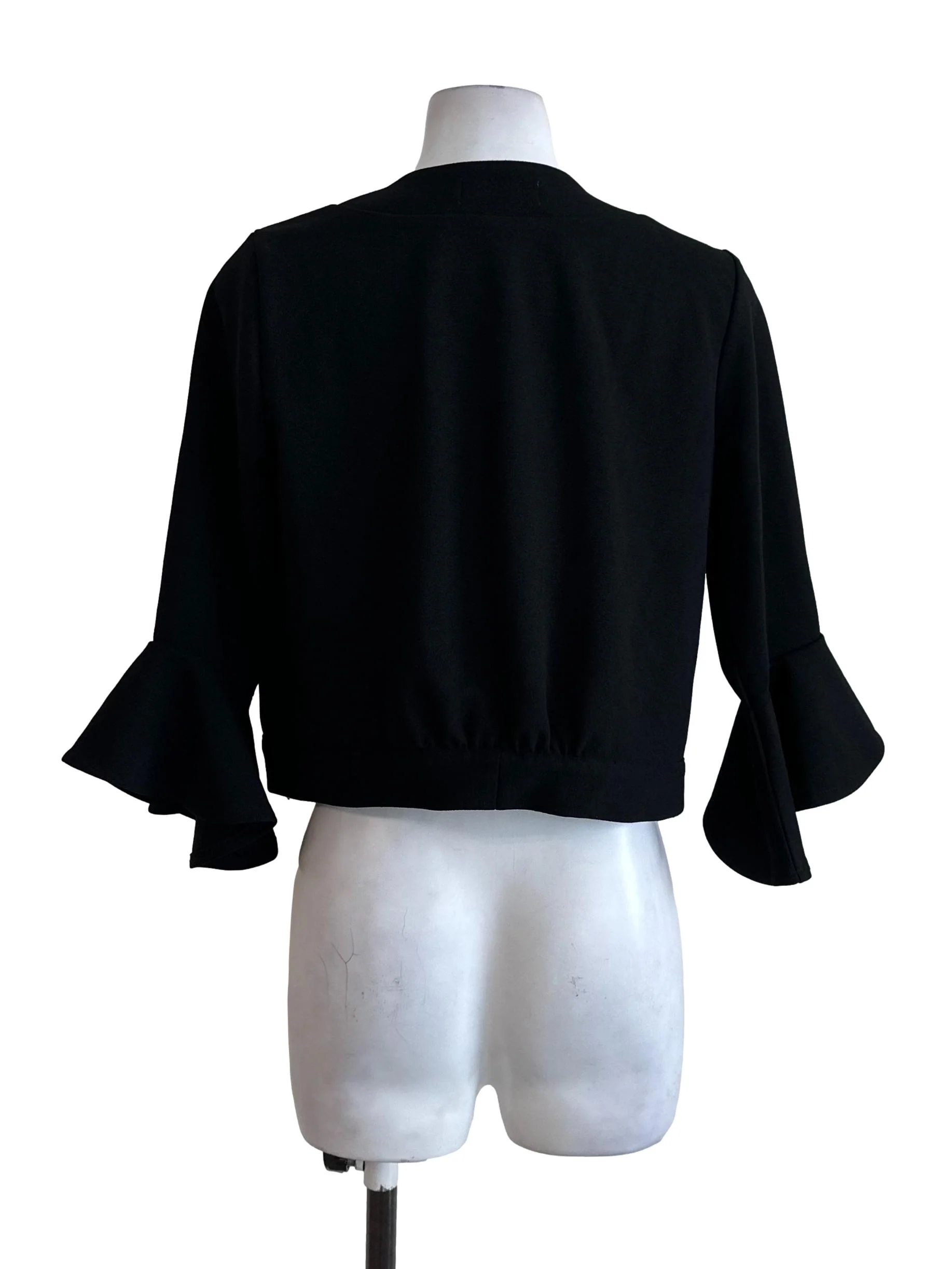Onyx Black V Neck Front Tie Cardigan - Image 2