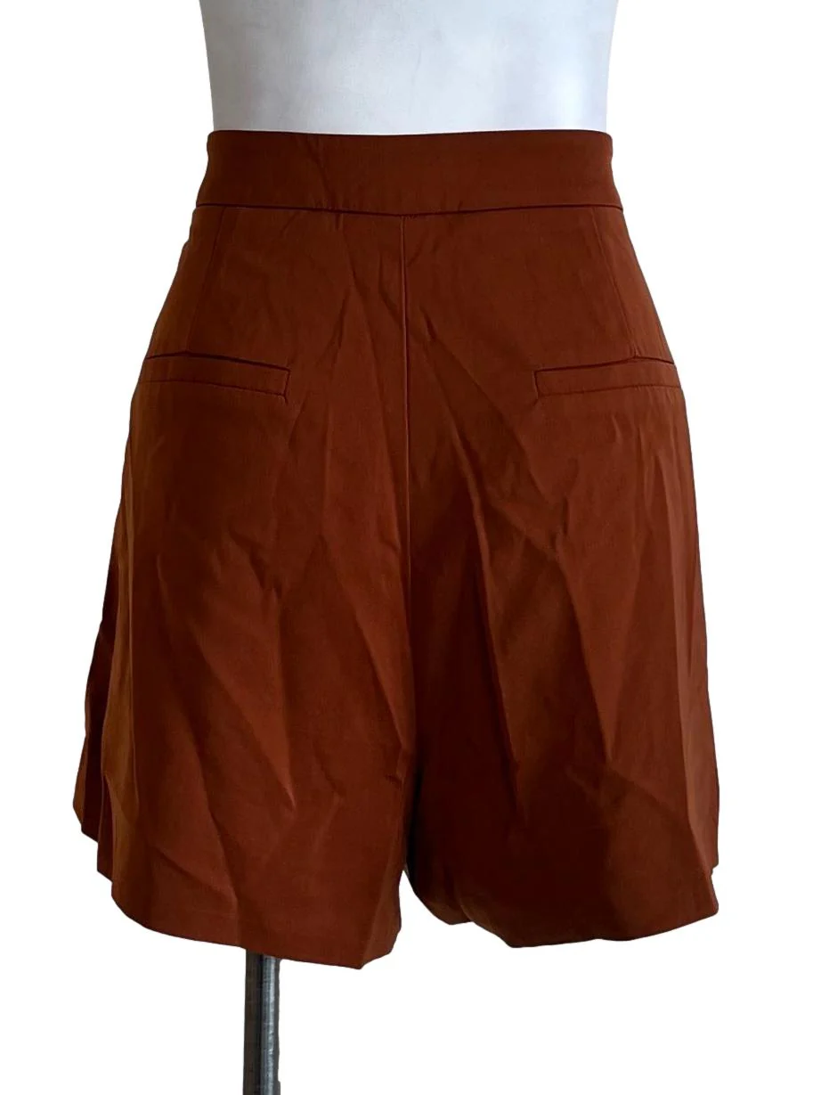 Orange Basic Non Elastic Waist Shorts - Image 2