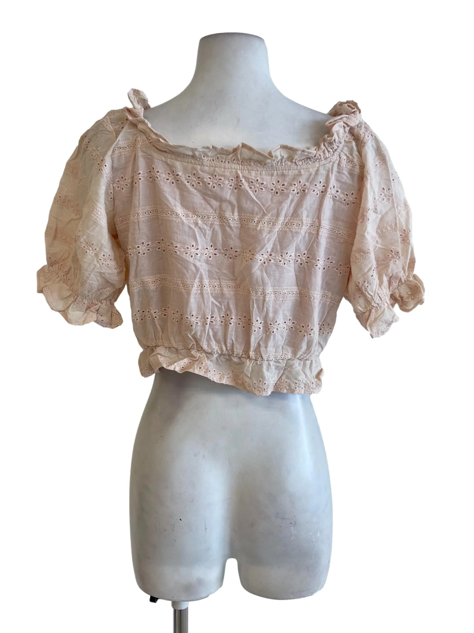 Orange Cantaloupe Eye Crochet Peasant Top - Image 2