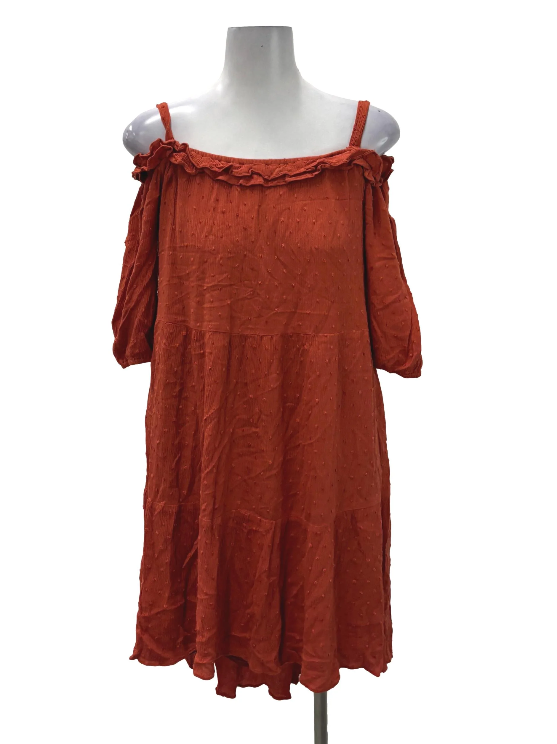 Orange Cold Shoulder Mini Dress