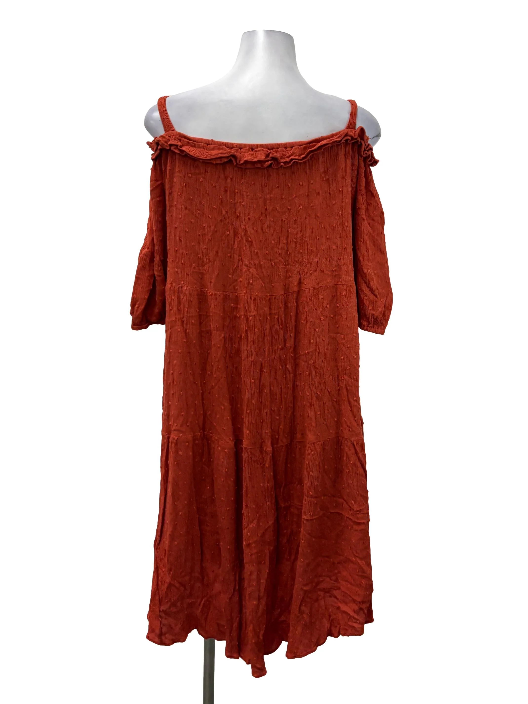 Orange Cold Shoulder Mini Dress - Image 2
