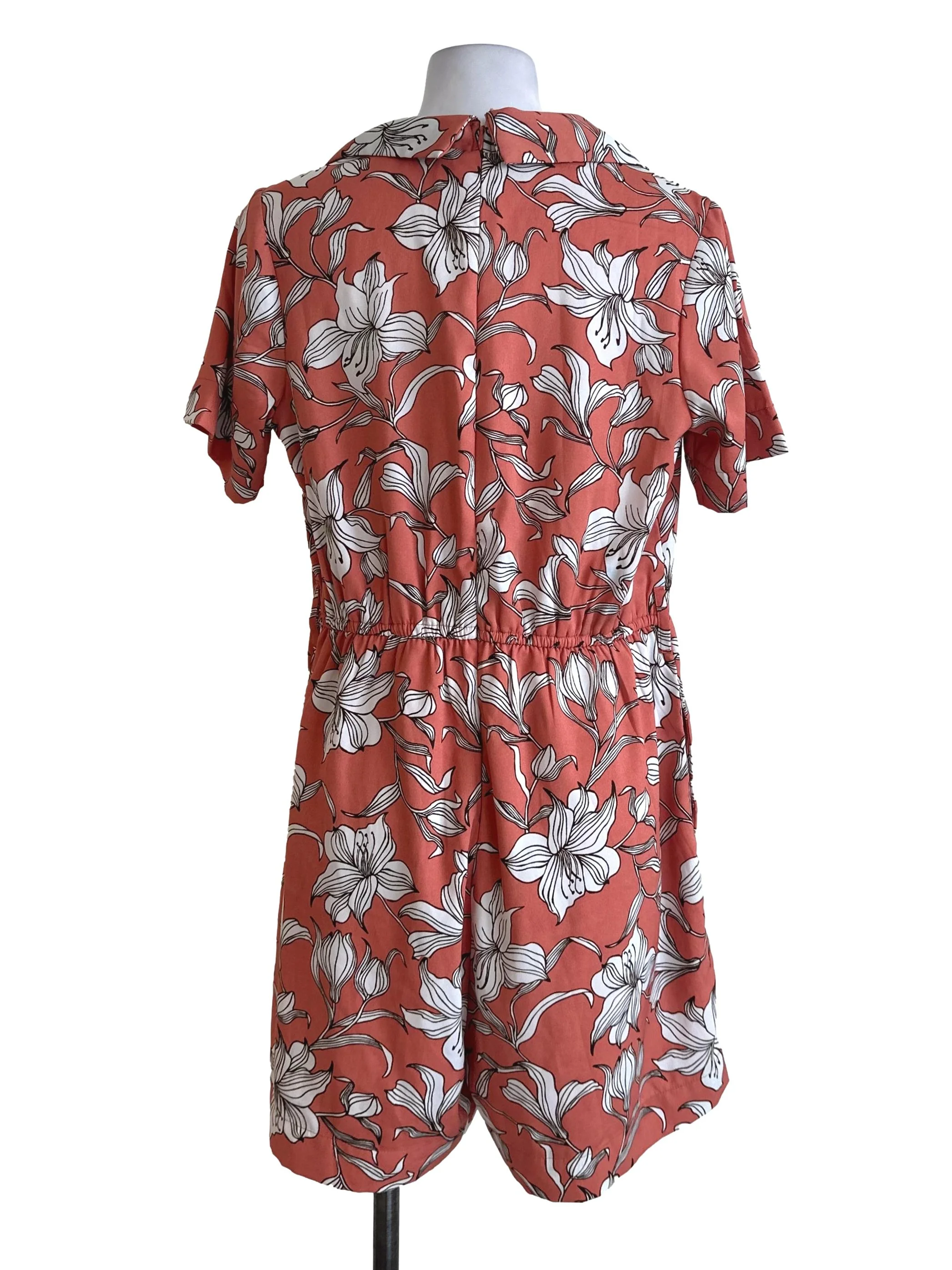 Orange Collar Floral Rompers - Image 2