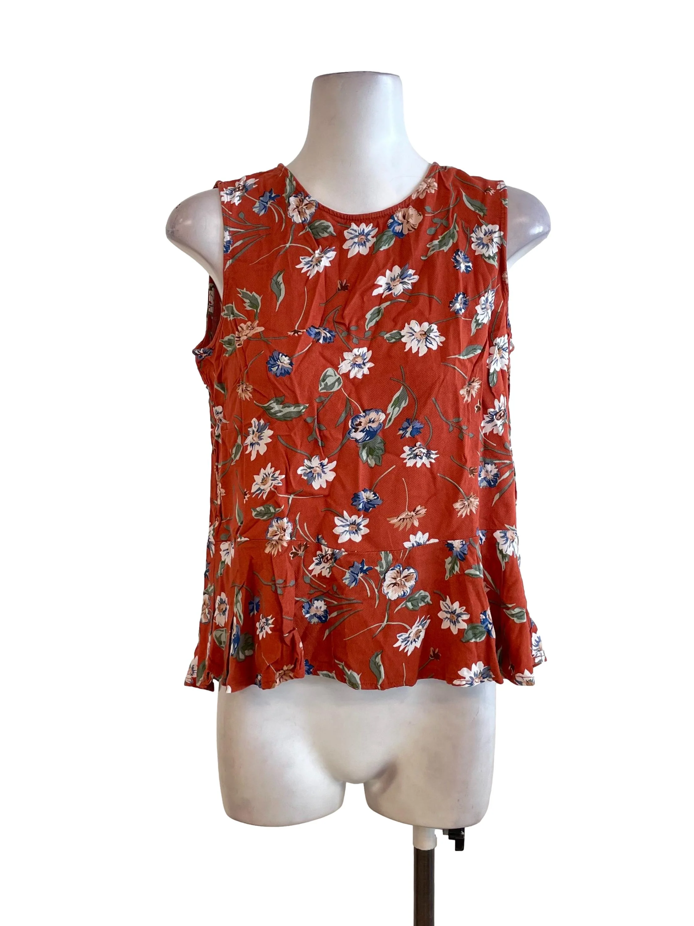 Orange Floral Peplum Top