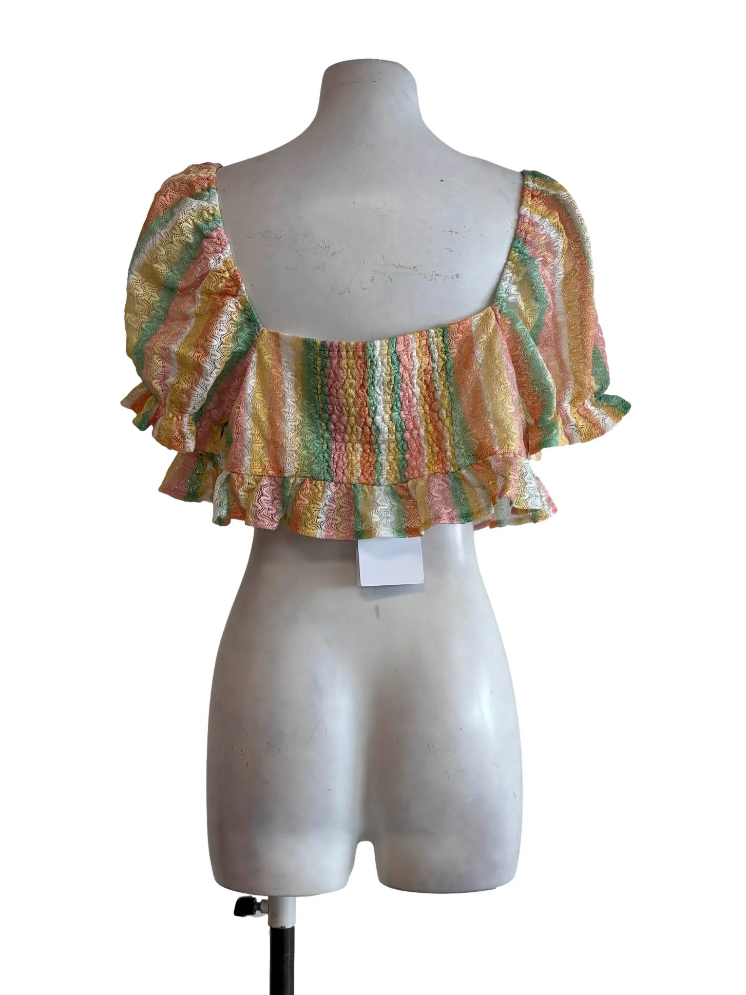Orange Green Knitted Crop Top - Image 2