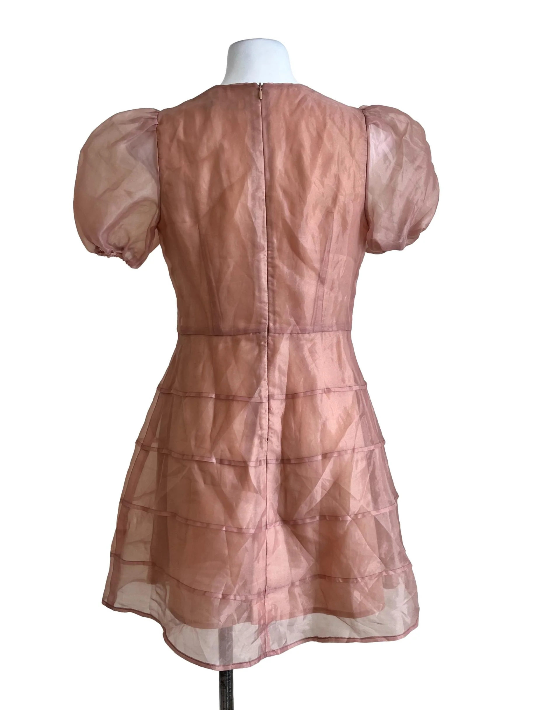 Orange Plain Short Sleeves Dress - Image 2