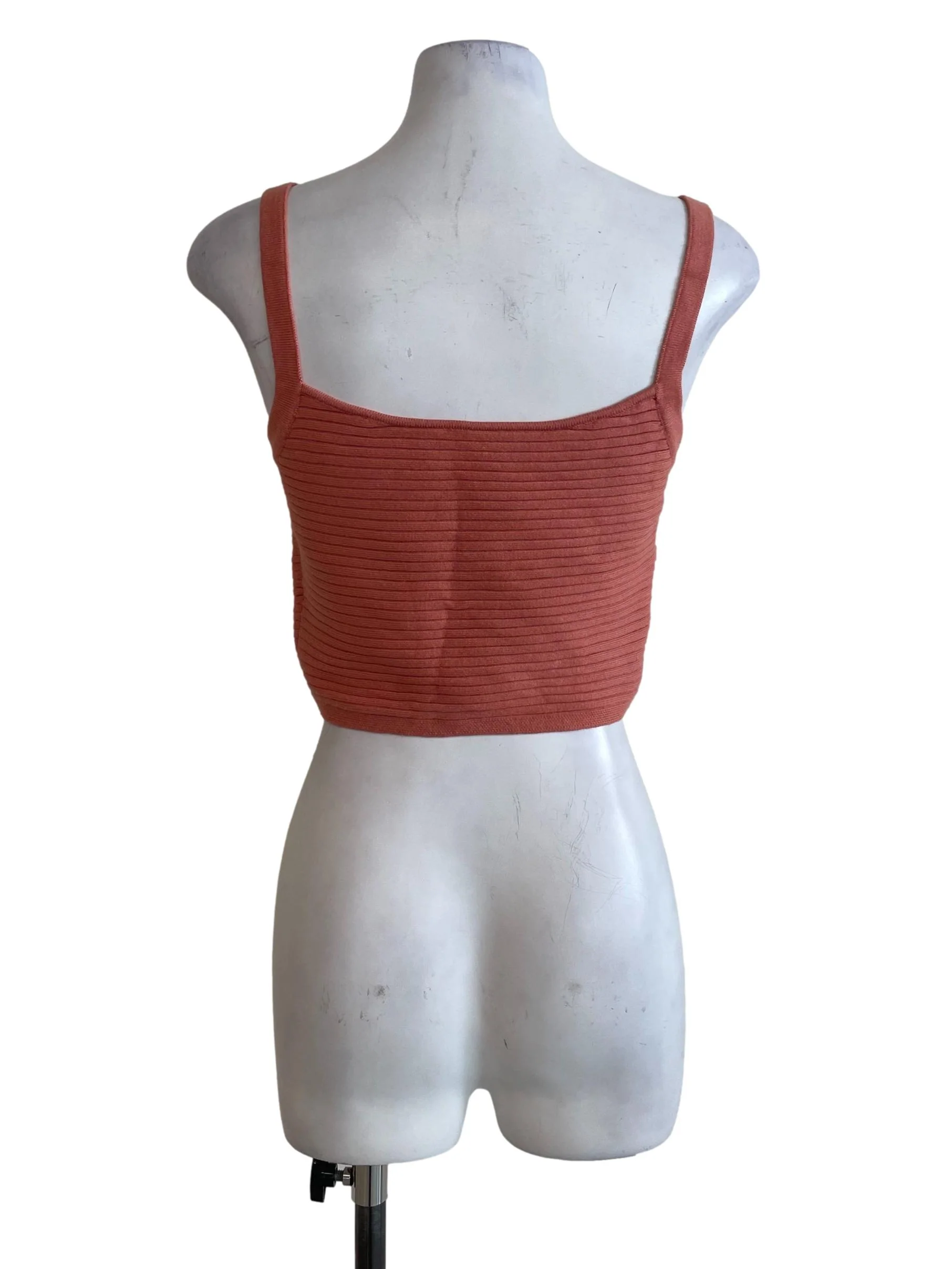 Orange Ribbed Crop Top - Image 2