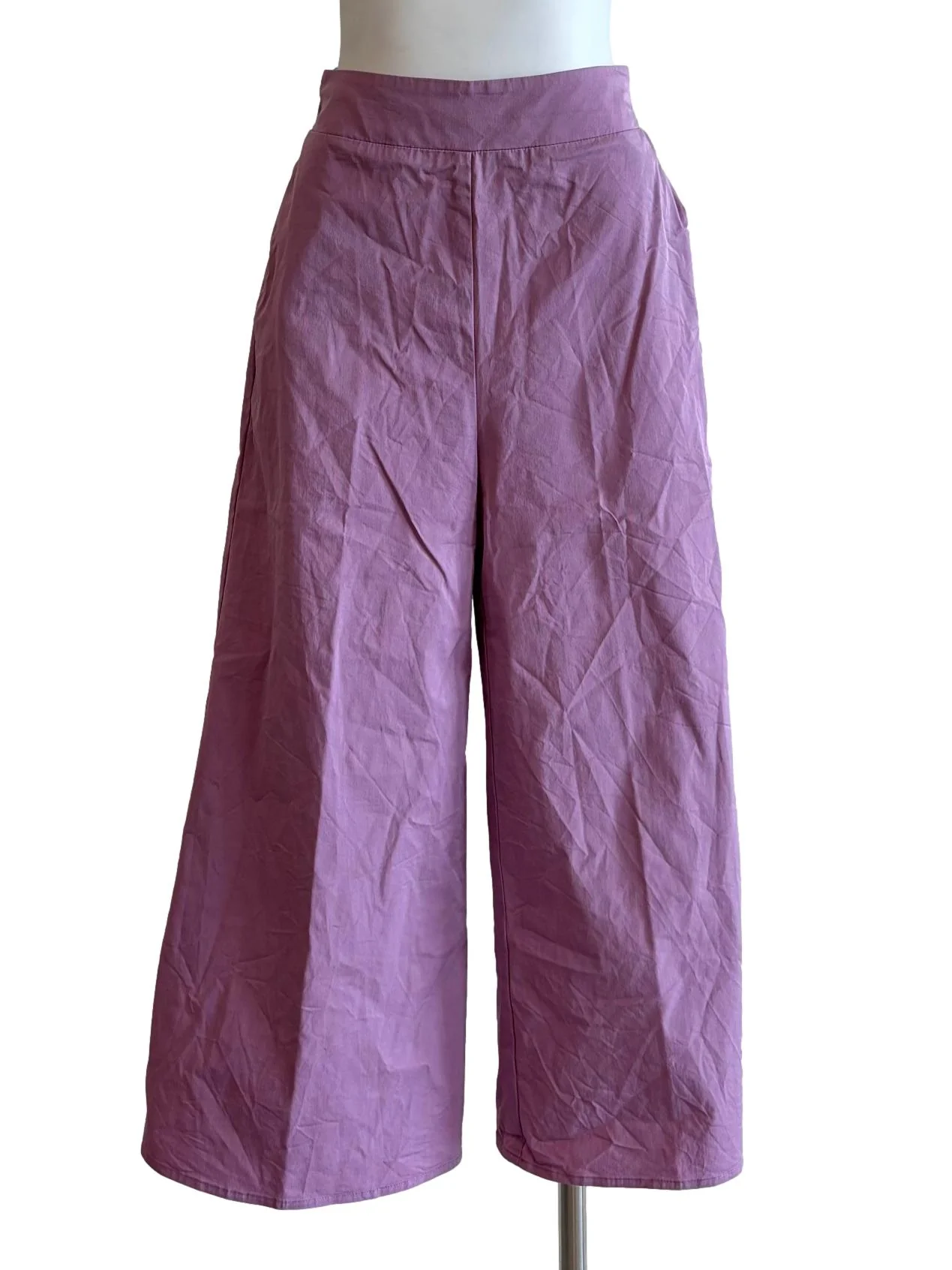 Orchid Purple Cotton Wide Leg Pants