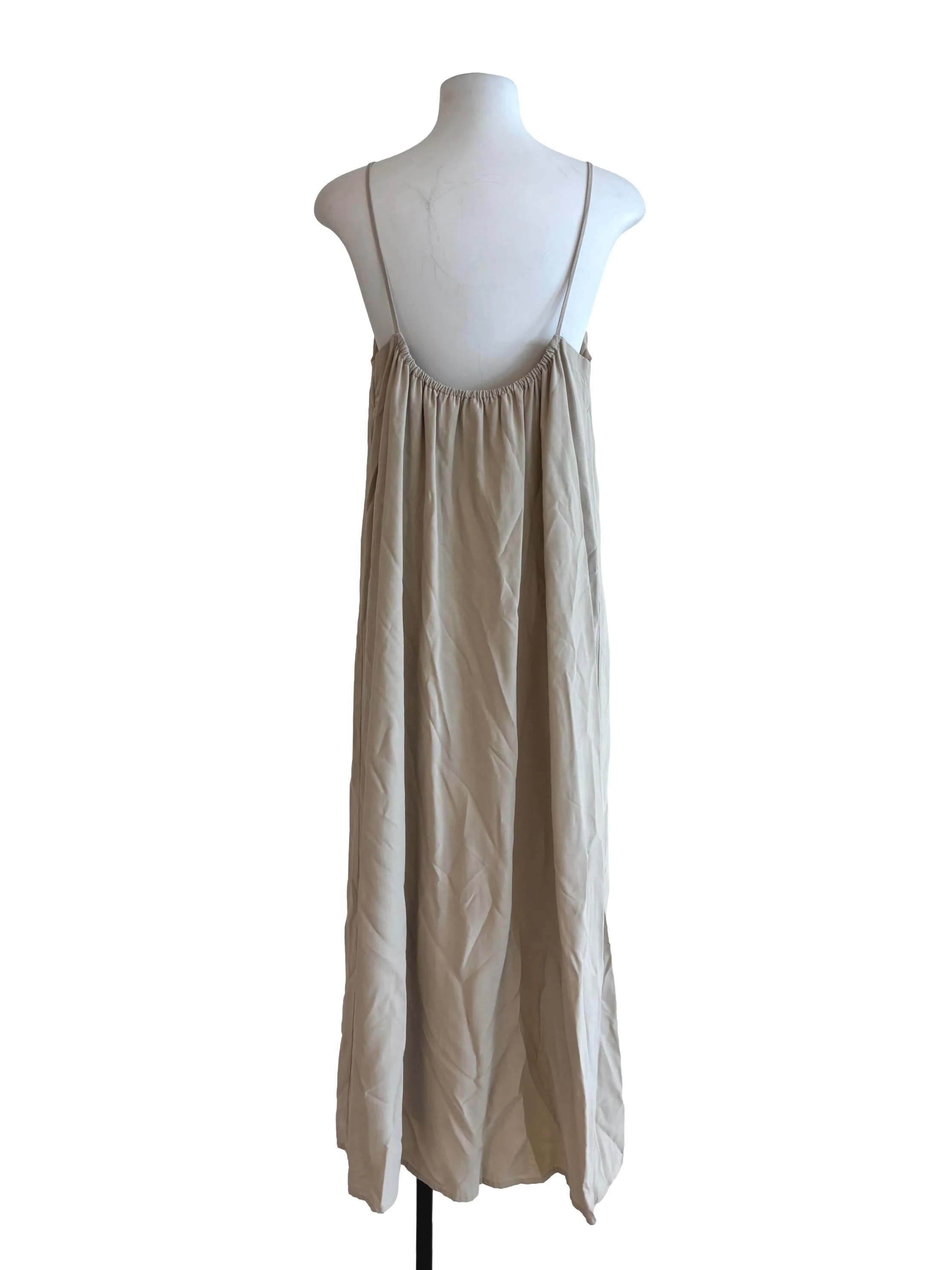 Oyster Beige Plain Maxi Shift Dress - Image 2