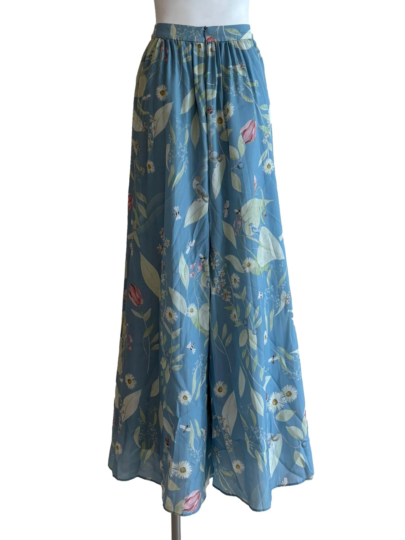 Pacific Blue Floral Patterned Wide Leg Pants - Image 2