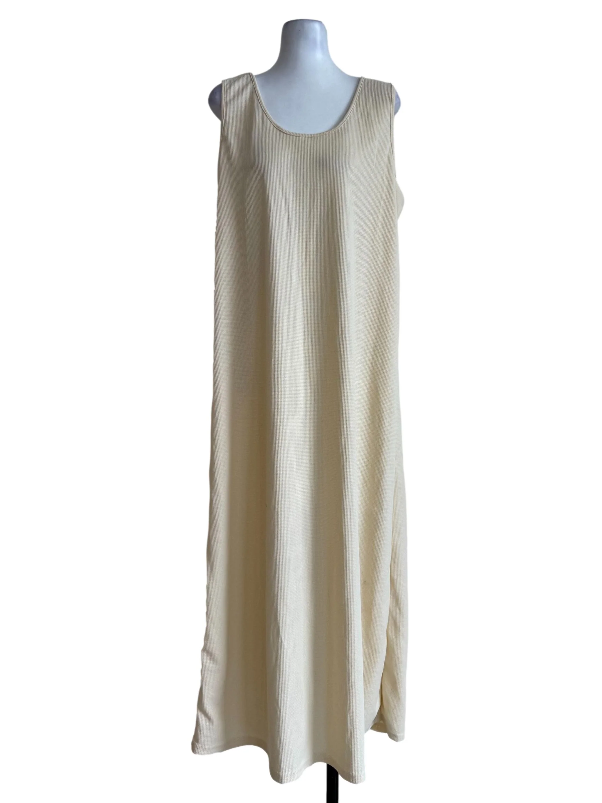 Pale Corn Waffle Sleeveless Dress