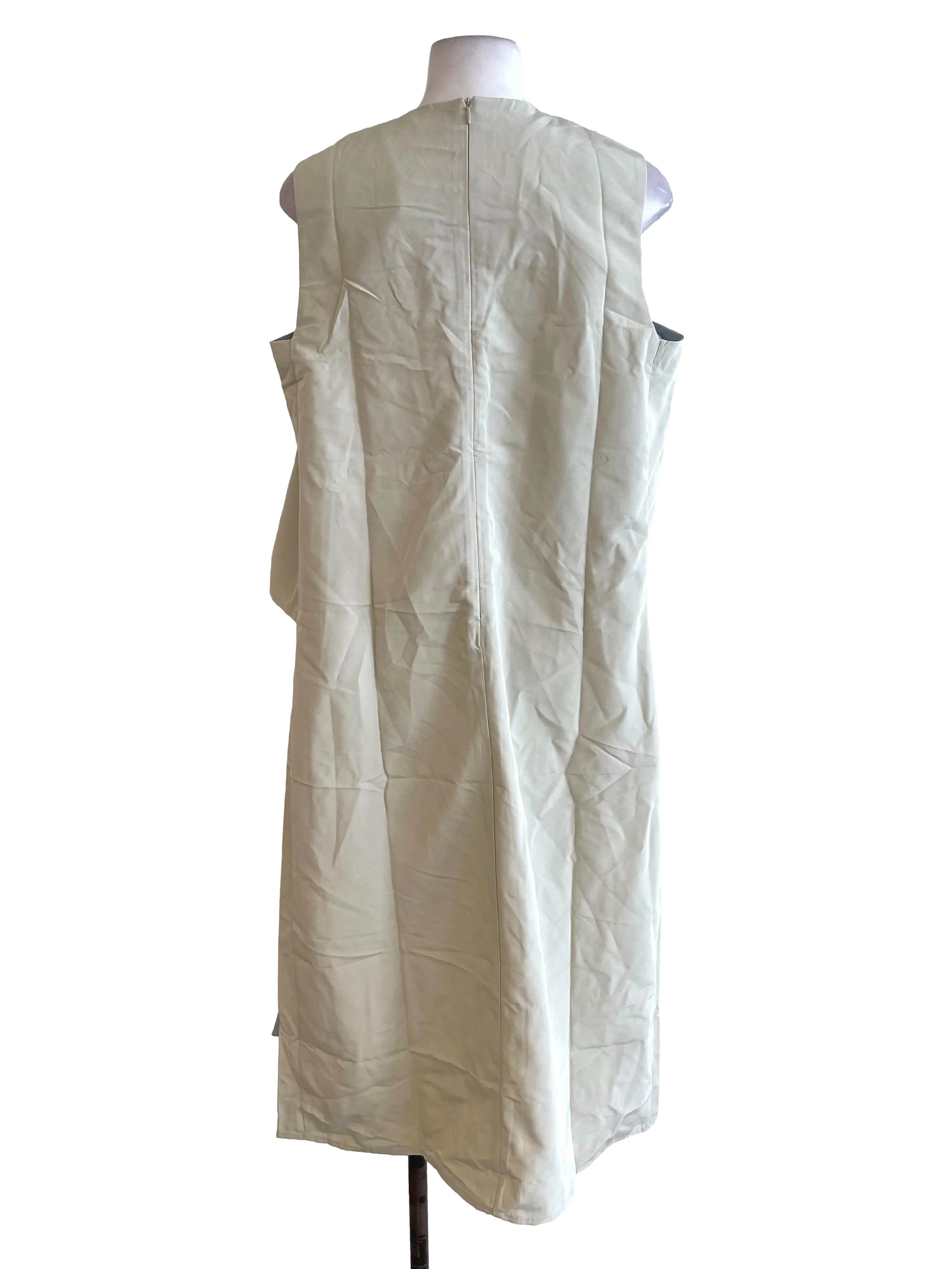 Pale Green Draped Wide Dress - Image 2