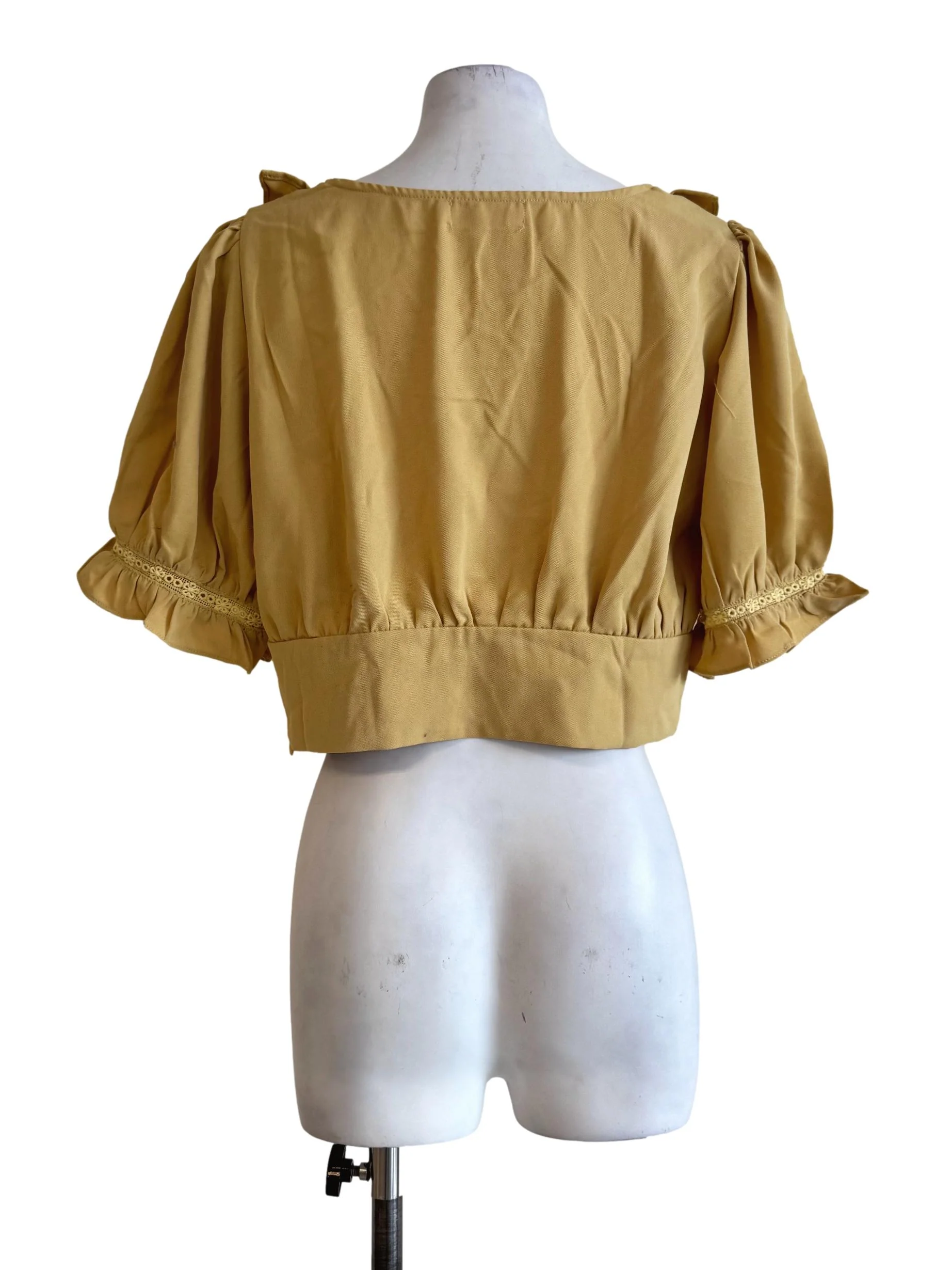 Pale Mustard Square Neck Crop Top - Image 2