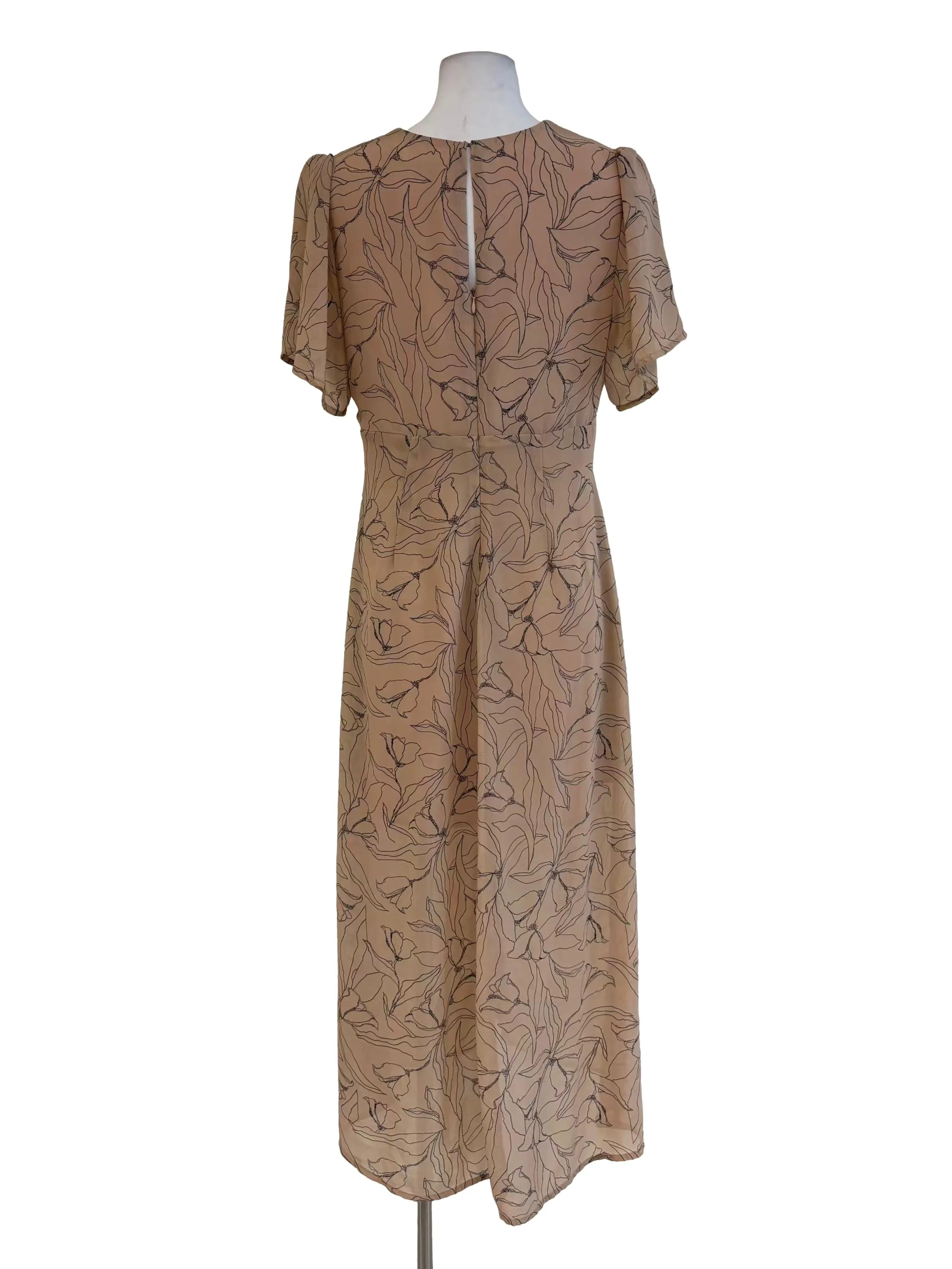 Pale Sepia Printed Midi Dress - Image 2