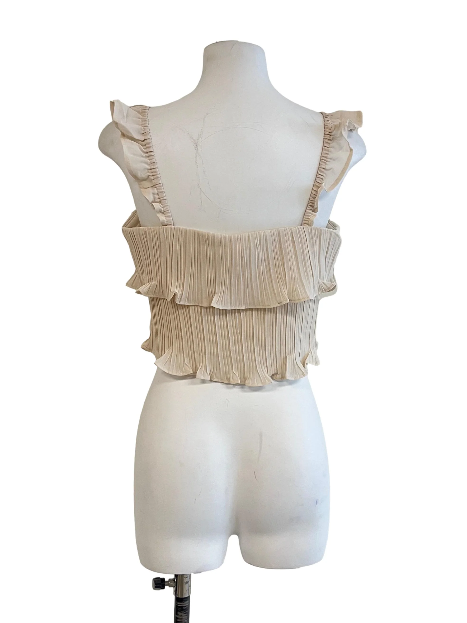 Parchment White Textured Ruffles Sleeveless Top - Image 2