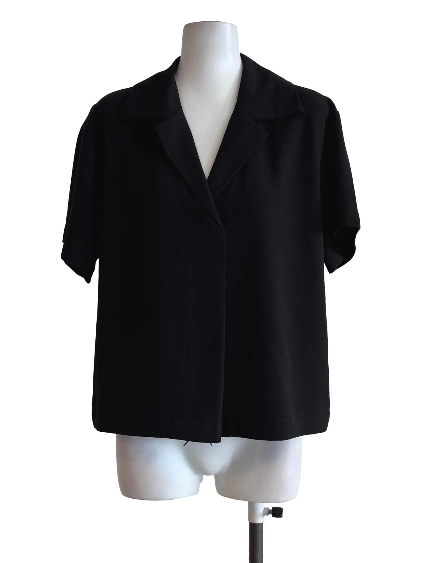 Parisian Black Surplice Collared Shirt