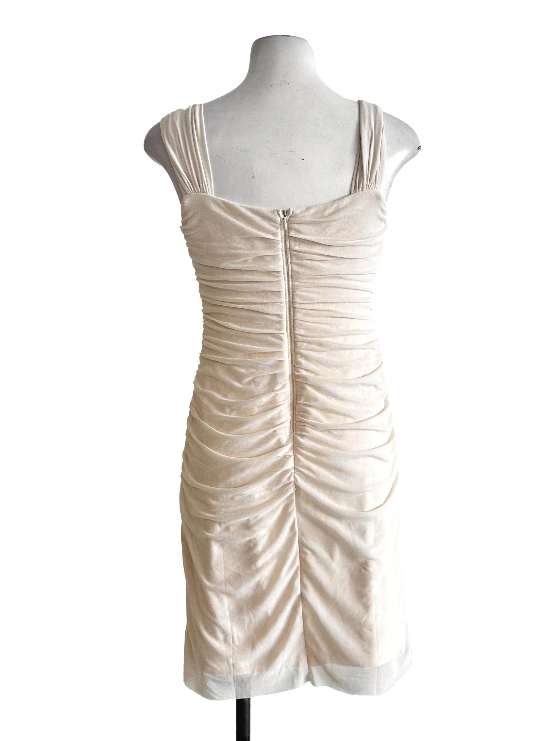 Parmesan Beige Padded Bodycon Dress - Image 2