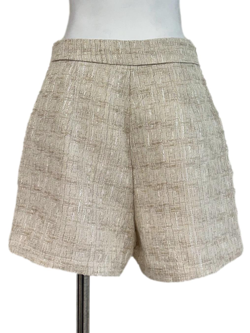 Parmesan Beige Tweed Pattern Short - Image 2