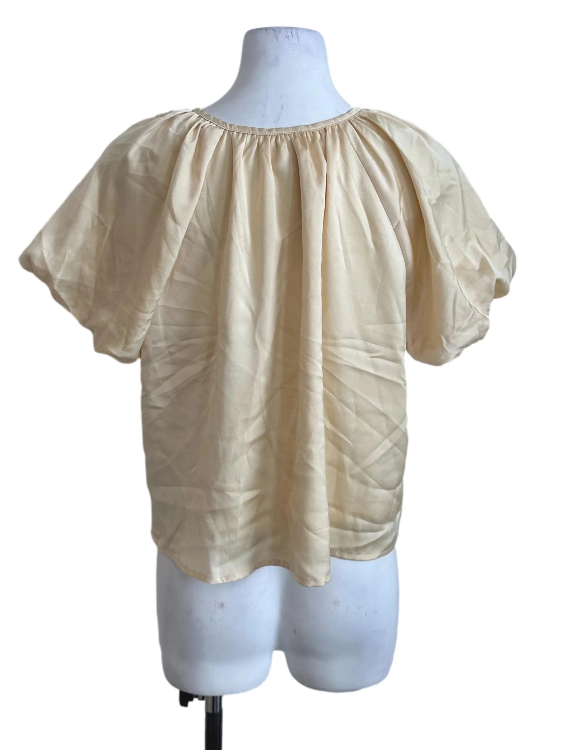 Parmesan Yellow Satin Puff Sleeve Top - Image 2