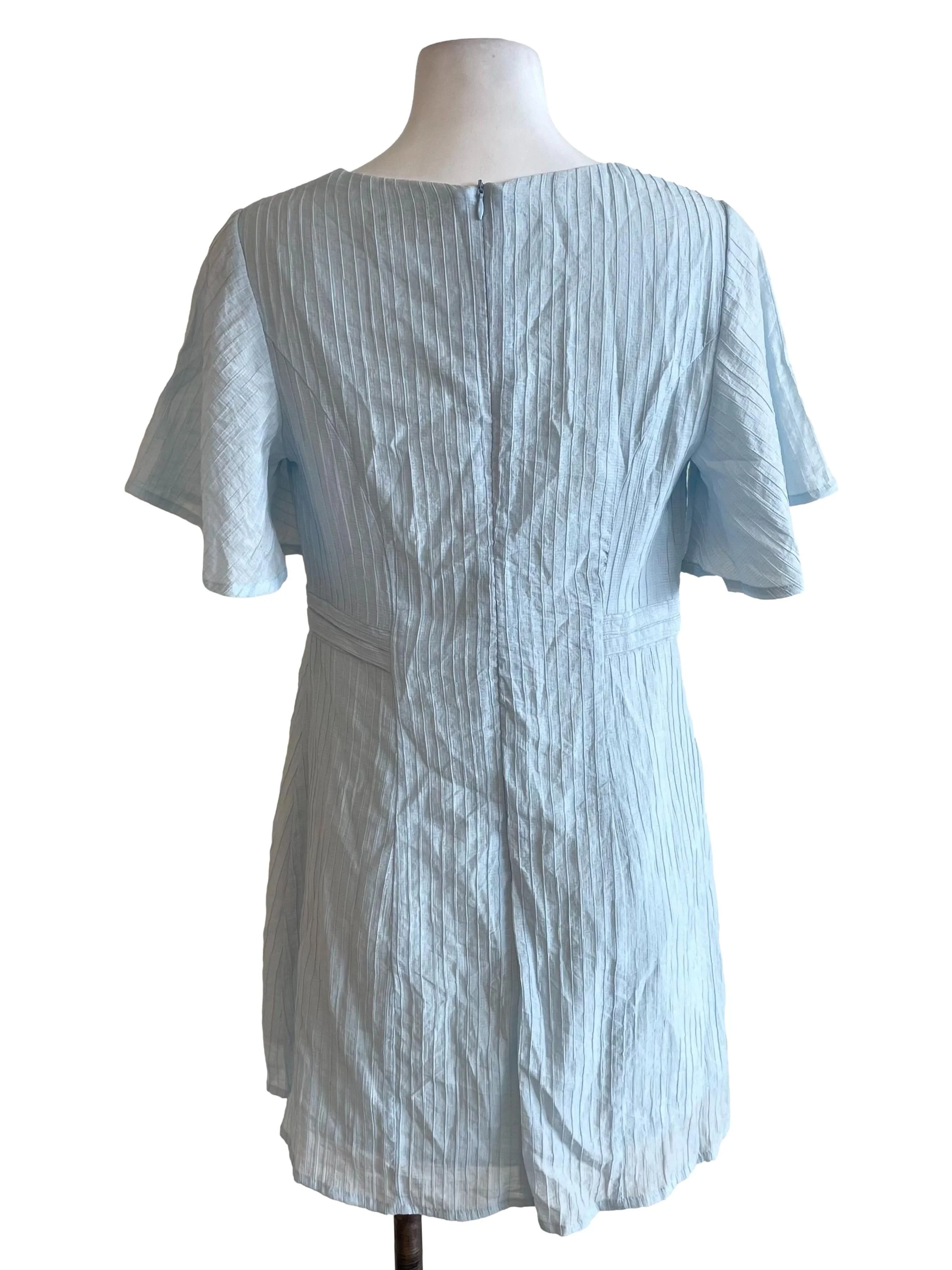 Pastel Blue Ribbed A-Line Dress - Image 2