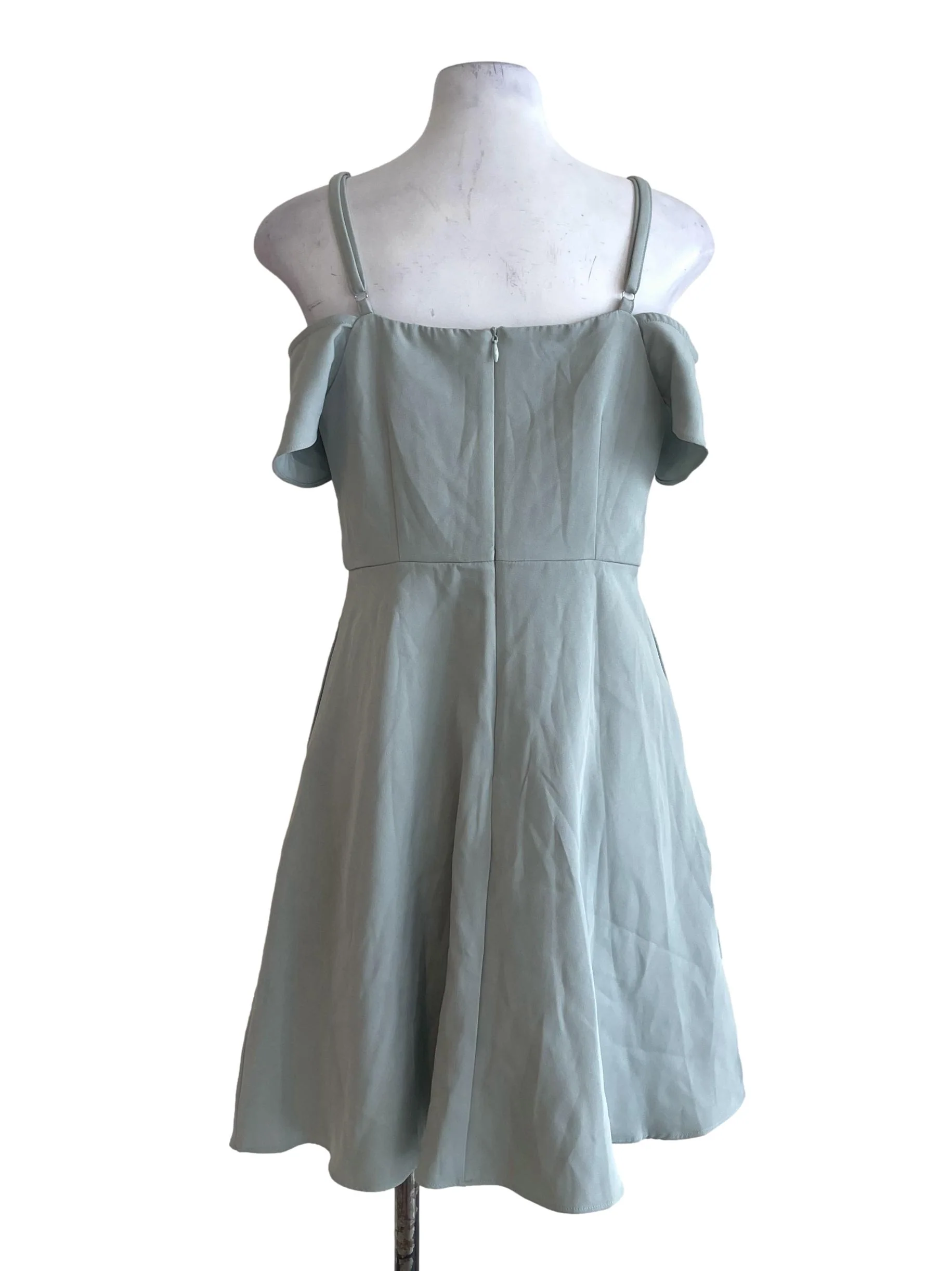 Pastel Mint Green Off Shoulder Dress - Image 2