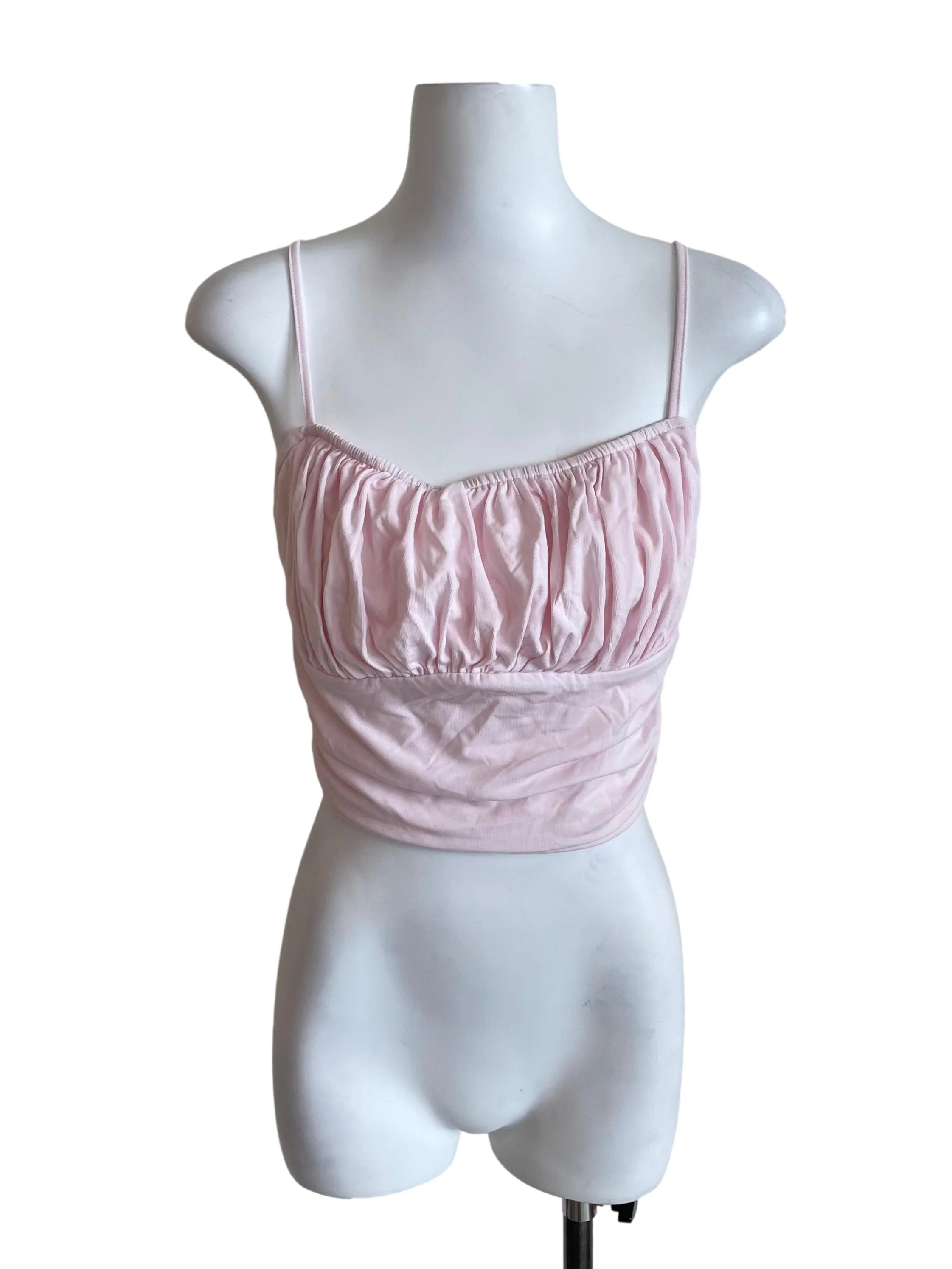 Pastel Pink Draped Milkmaid Crop Top