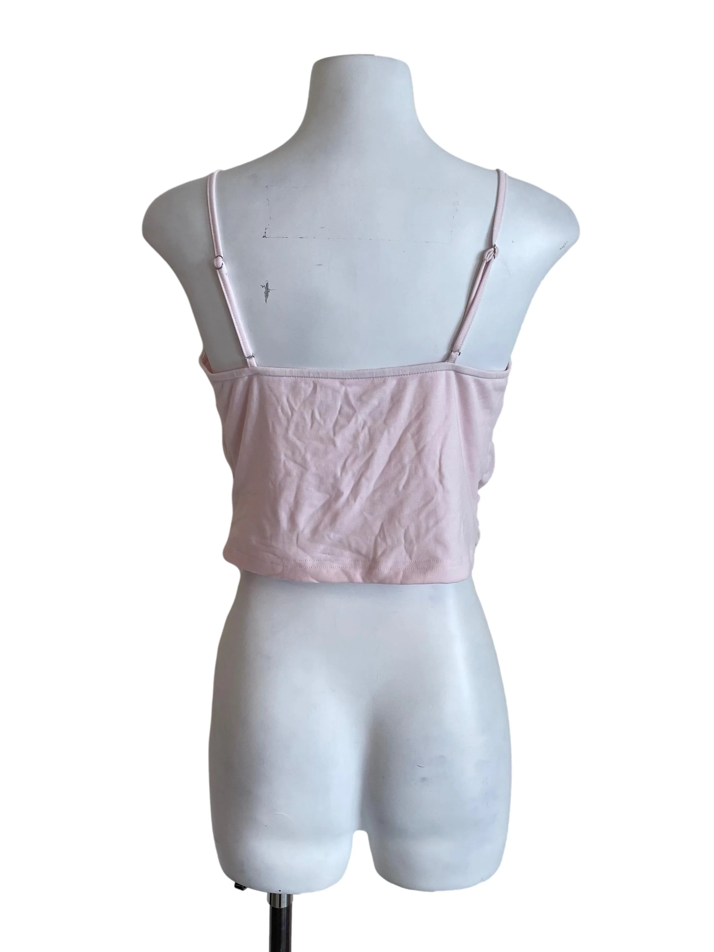 Pastel Pink Draped Milkmaid Crop Top - Image 2