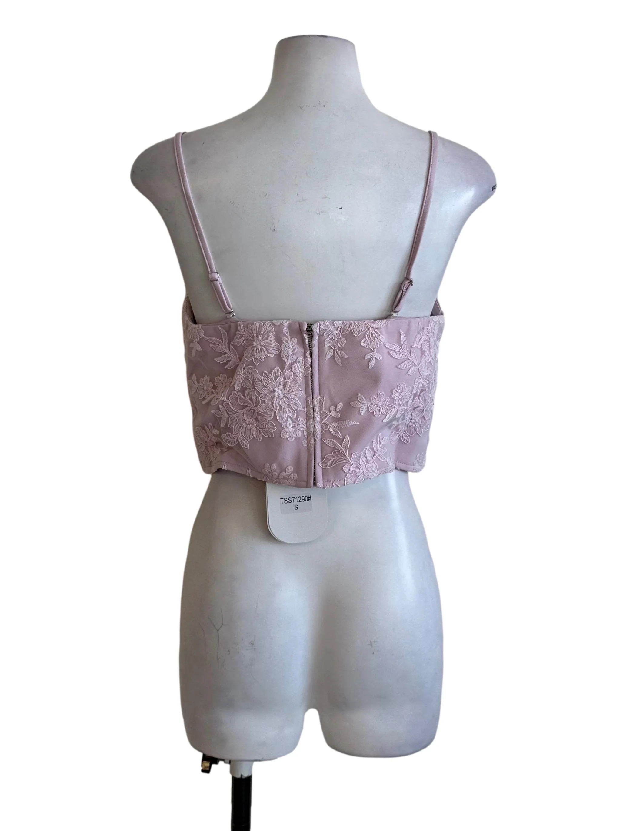 Pastel Pink Lace Sweetheart Spaghetti Strap Top - Image 2