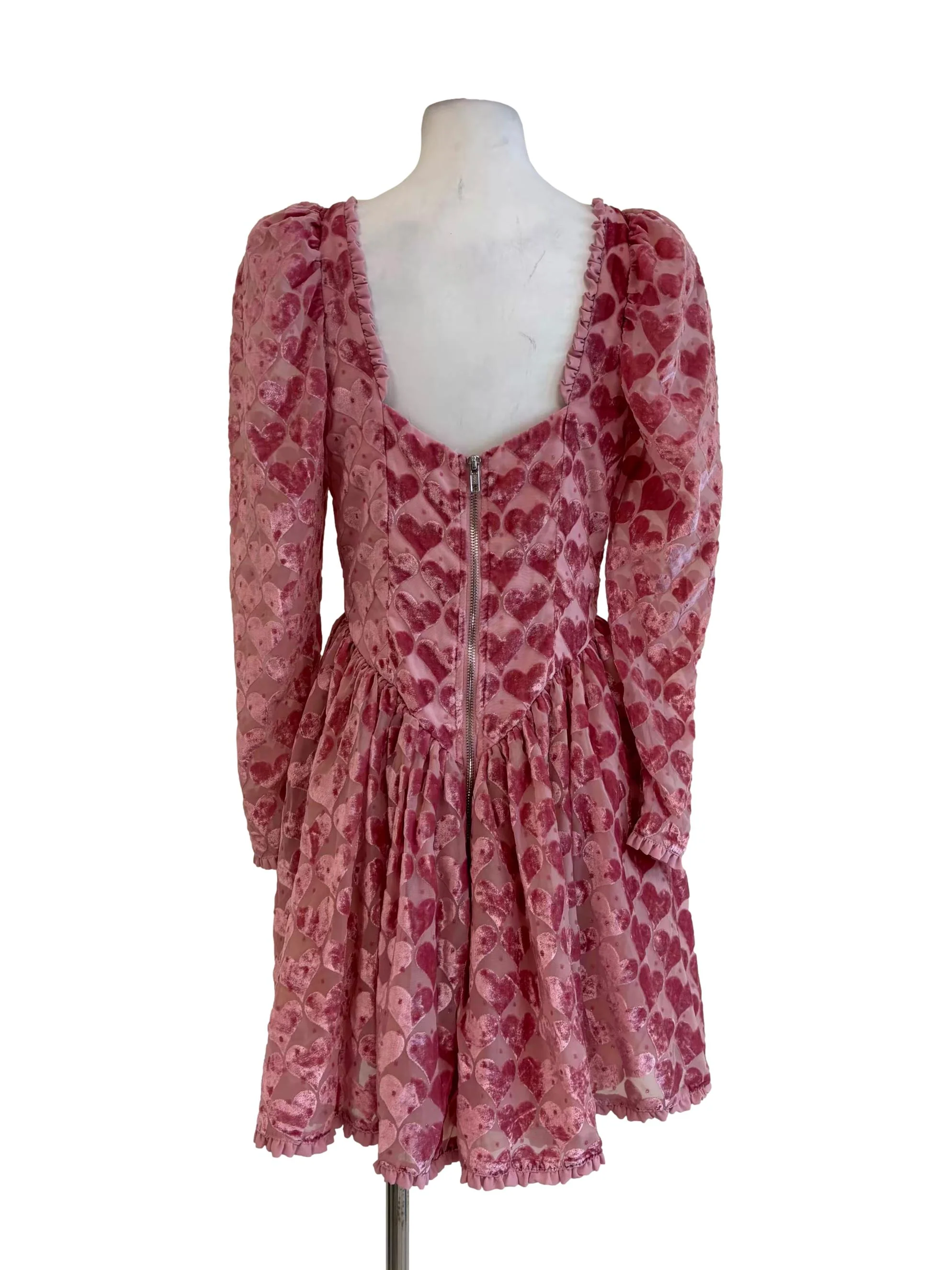 Pastel Pink Velvet Heart Princess Cut Dress - Image 2