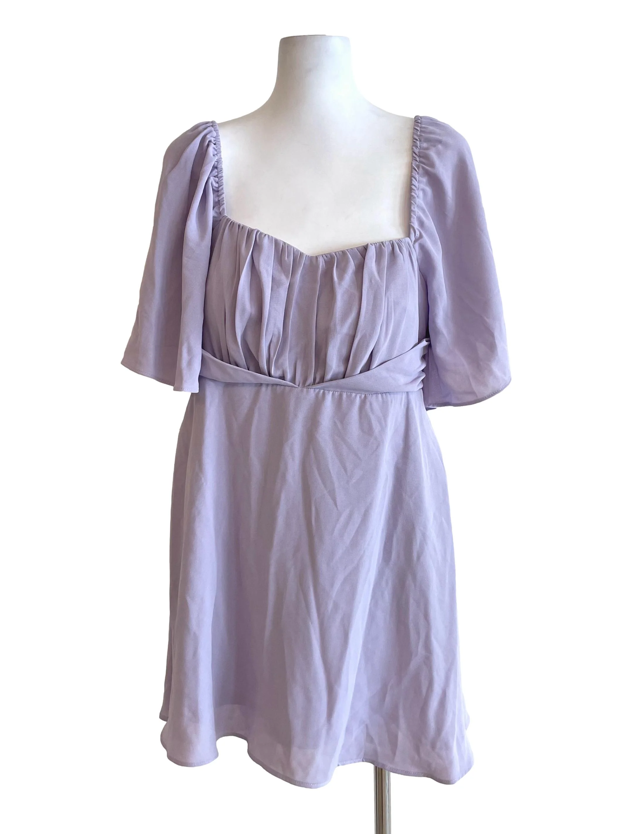 Pastel Purple Butterfly Sleeves Sweetheart Dress